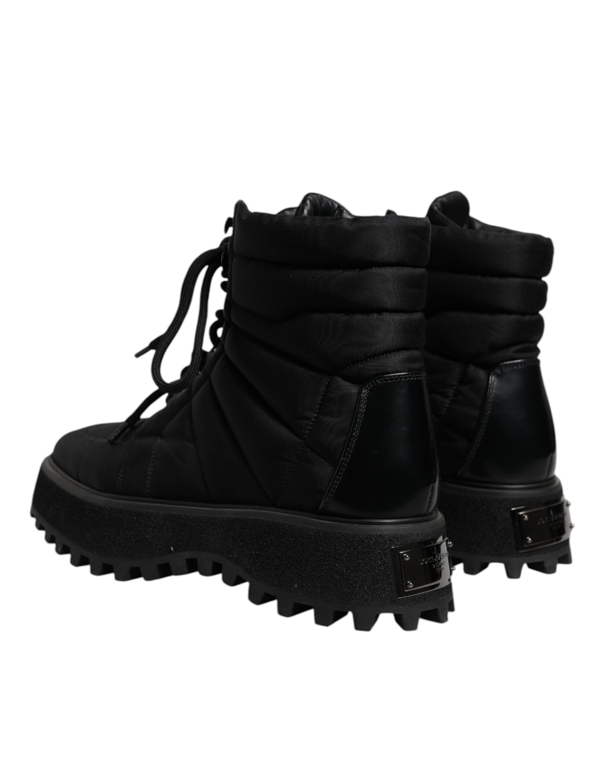 Dolce & Gabbana Black Padded Mid Calf Lace Up Boots Shoes LUNESCAPE
