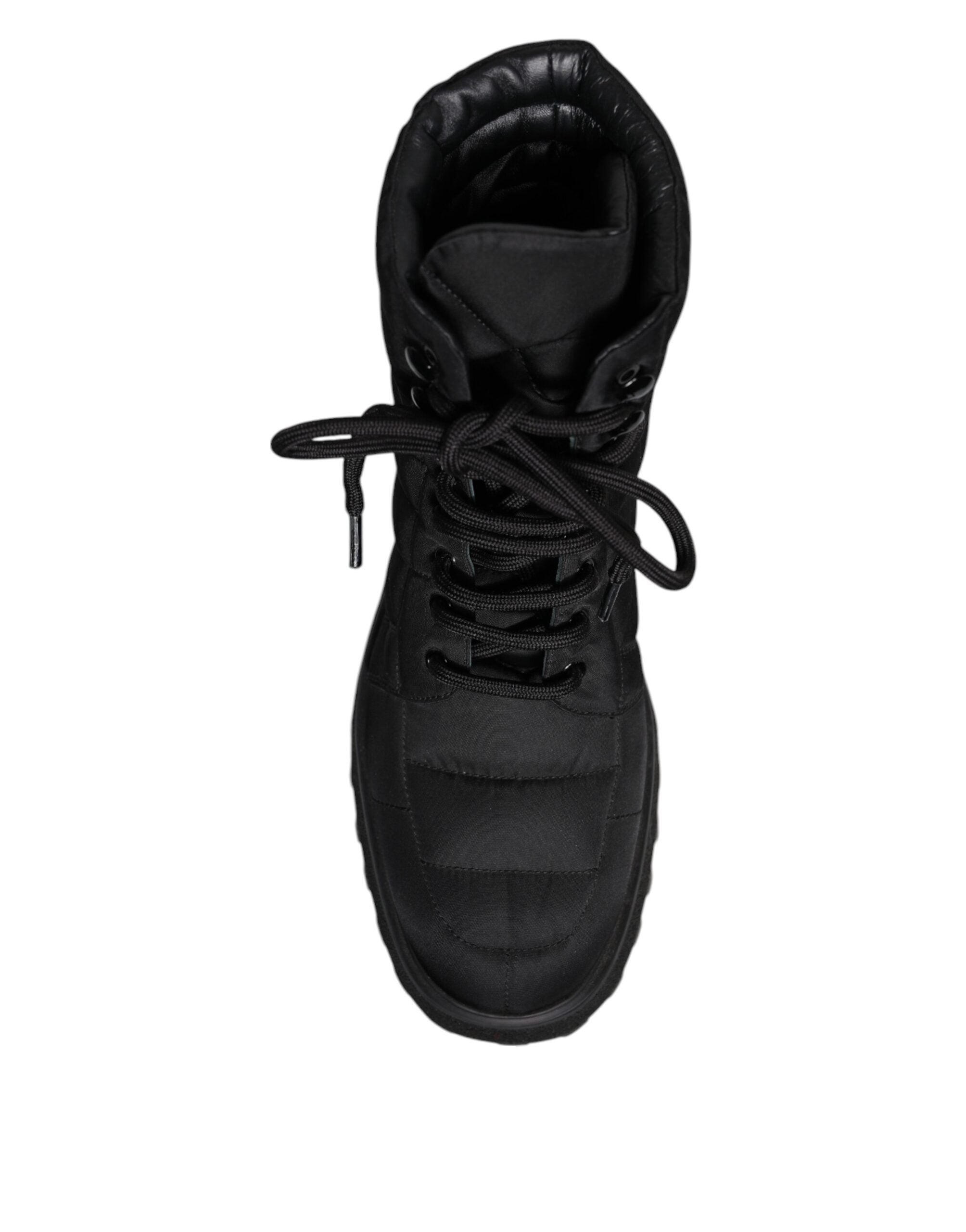 Dolce & Gabbana Black Padded Mid Calf Lace Up Boots Shoes LUNESCAPE
