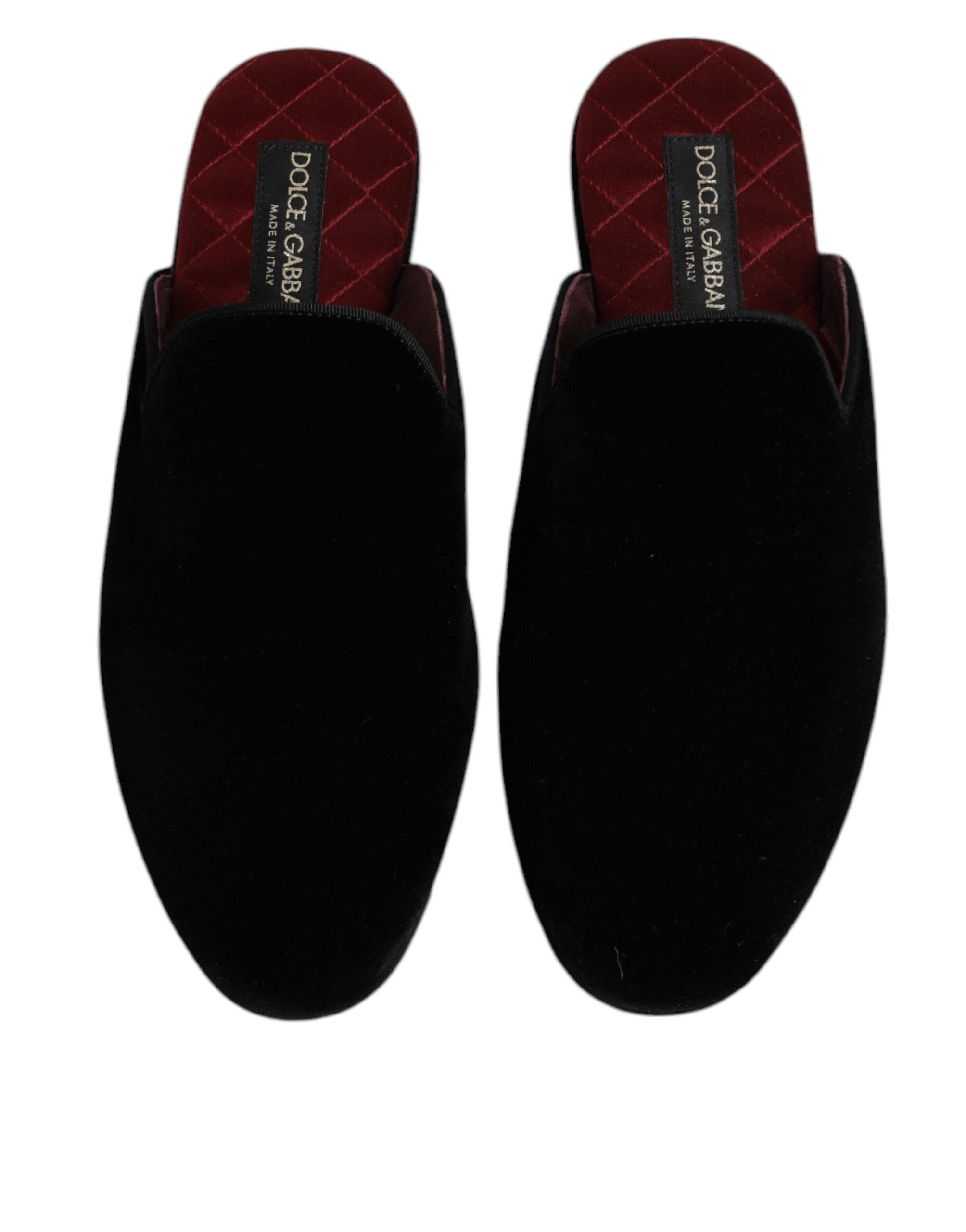 Dolce & Gabbana Black Viscose Velvet Slides Flat Slipper Shoes LUNESCAPE