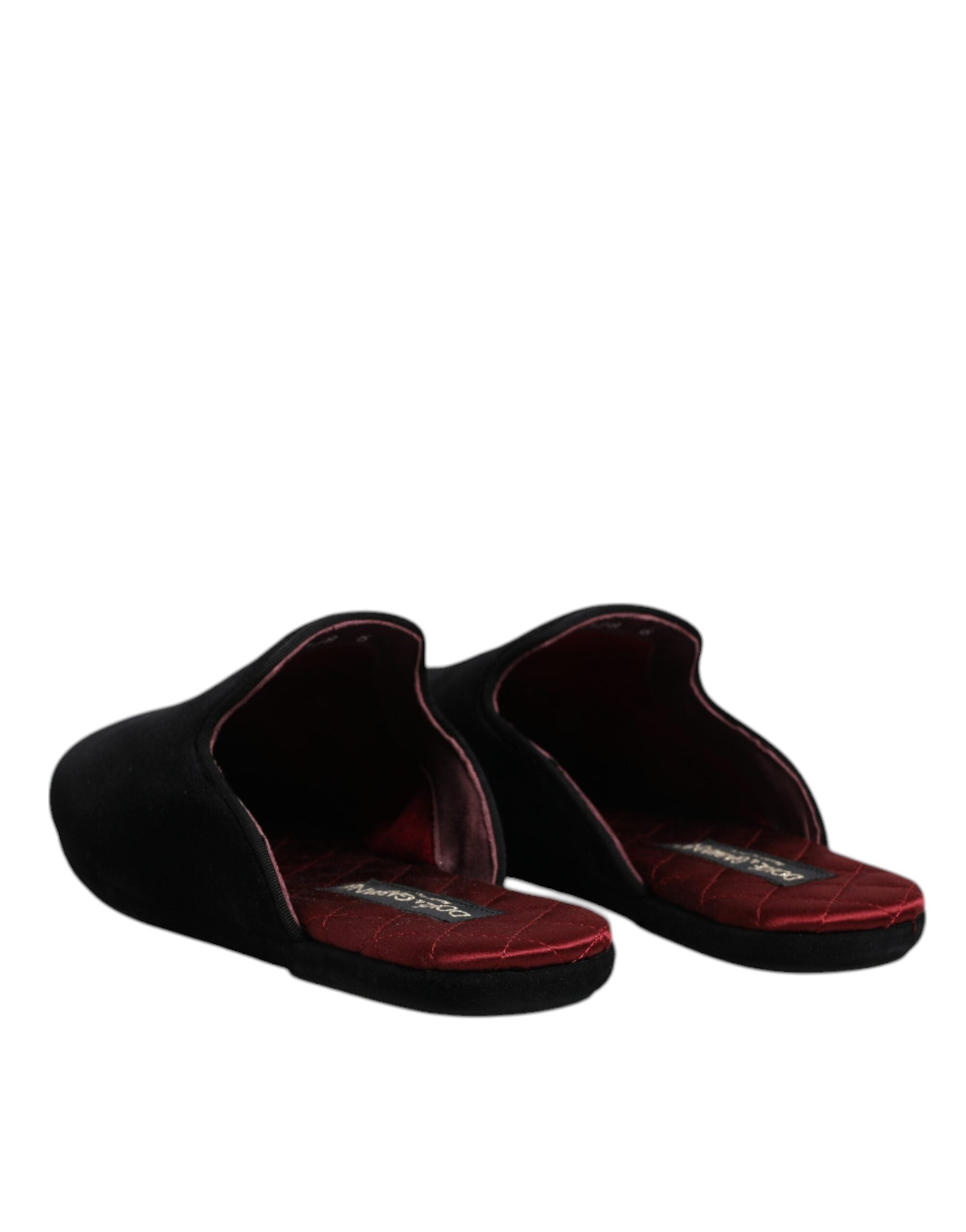 Dolce & Gabbana Black Viscose Velvet Slides Flat Slipper Shoes LUNESCAPE