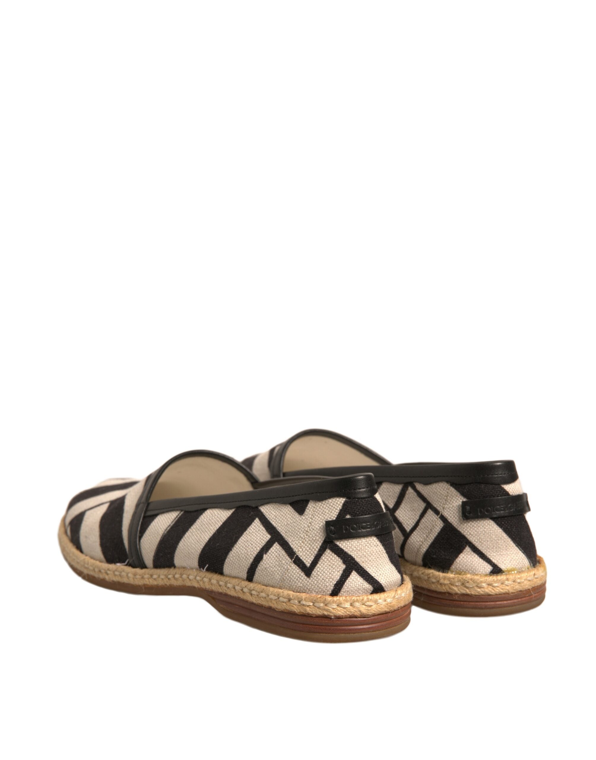Dolce & Gabbana Black White Stripes Slip On Espadrille Shoes LUNESCAPE