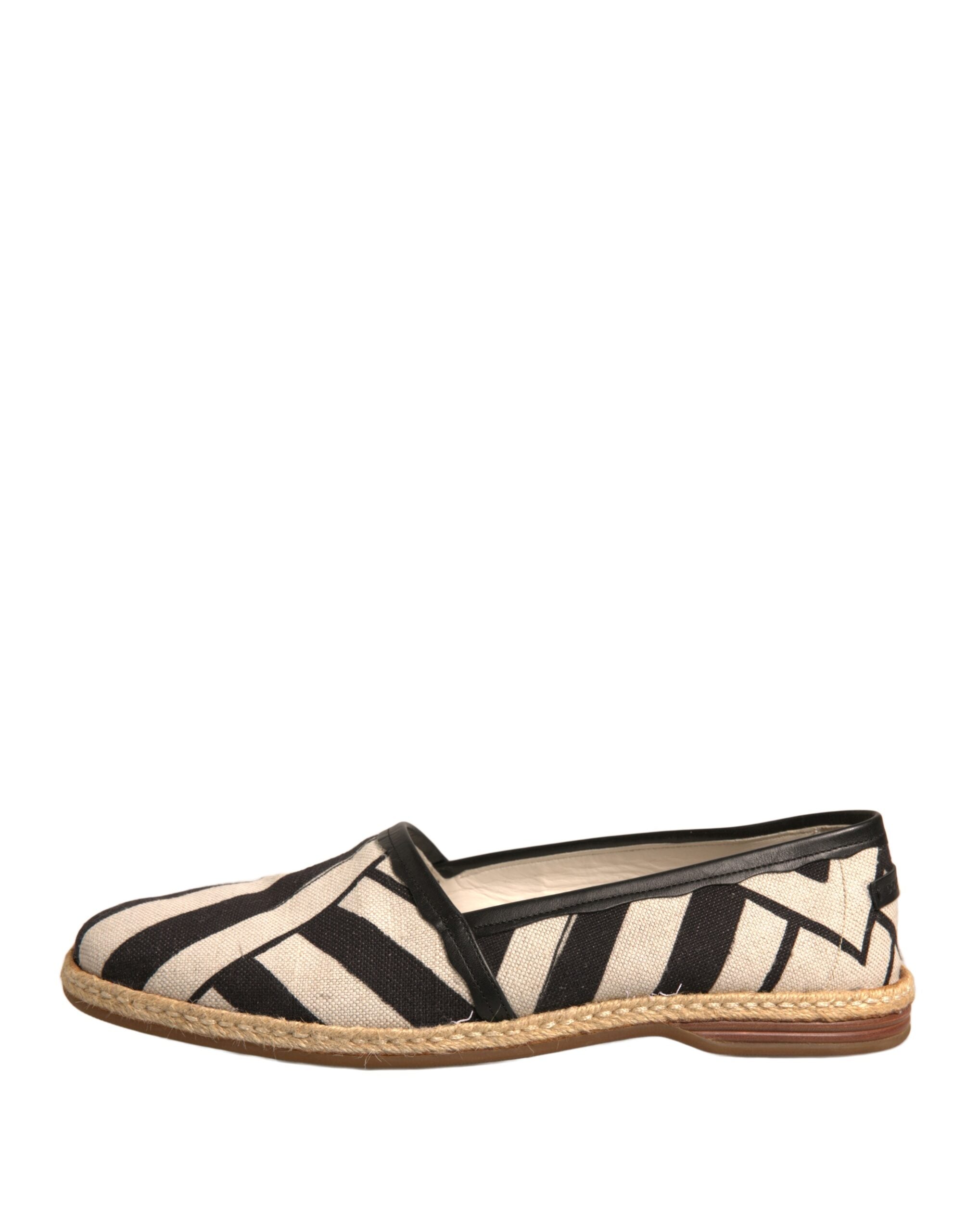 Dolce & Gabbana Black White Stripes Slip On Espadrille Shoes LUNESCAPE