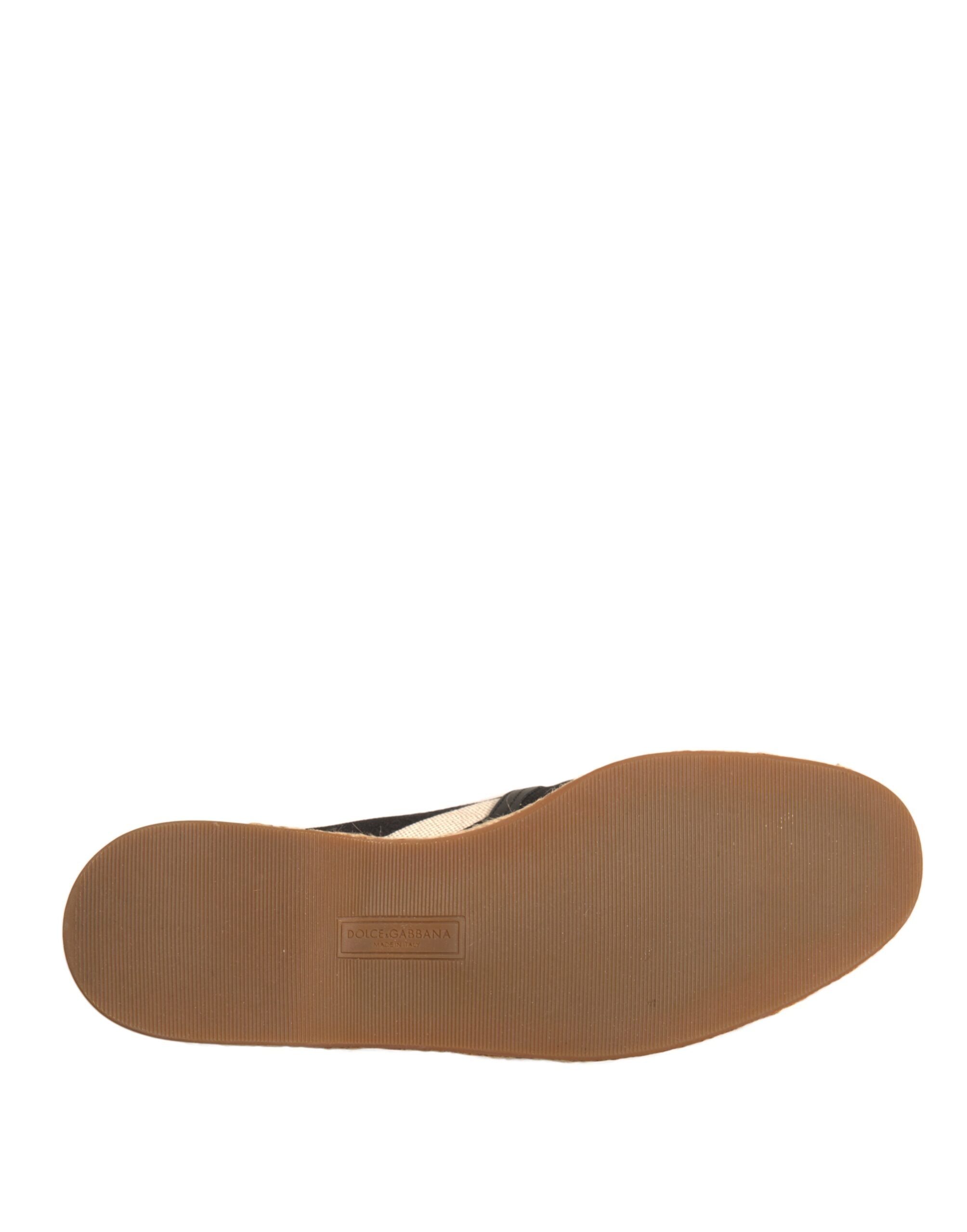 Dolce & Gabbana Black White Stripes Slip On Espadrille Shoes LUNESCAPE