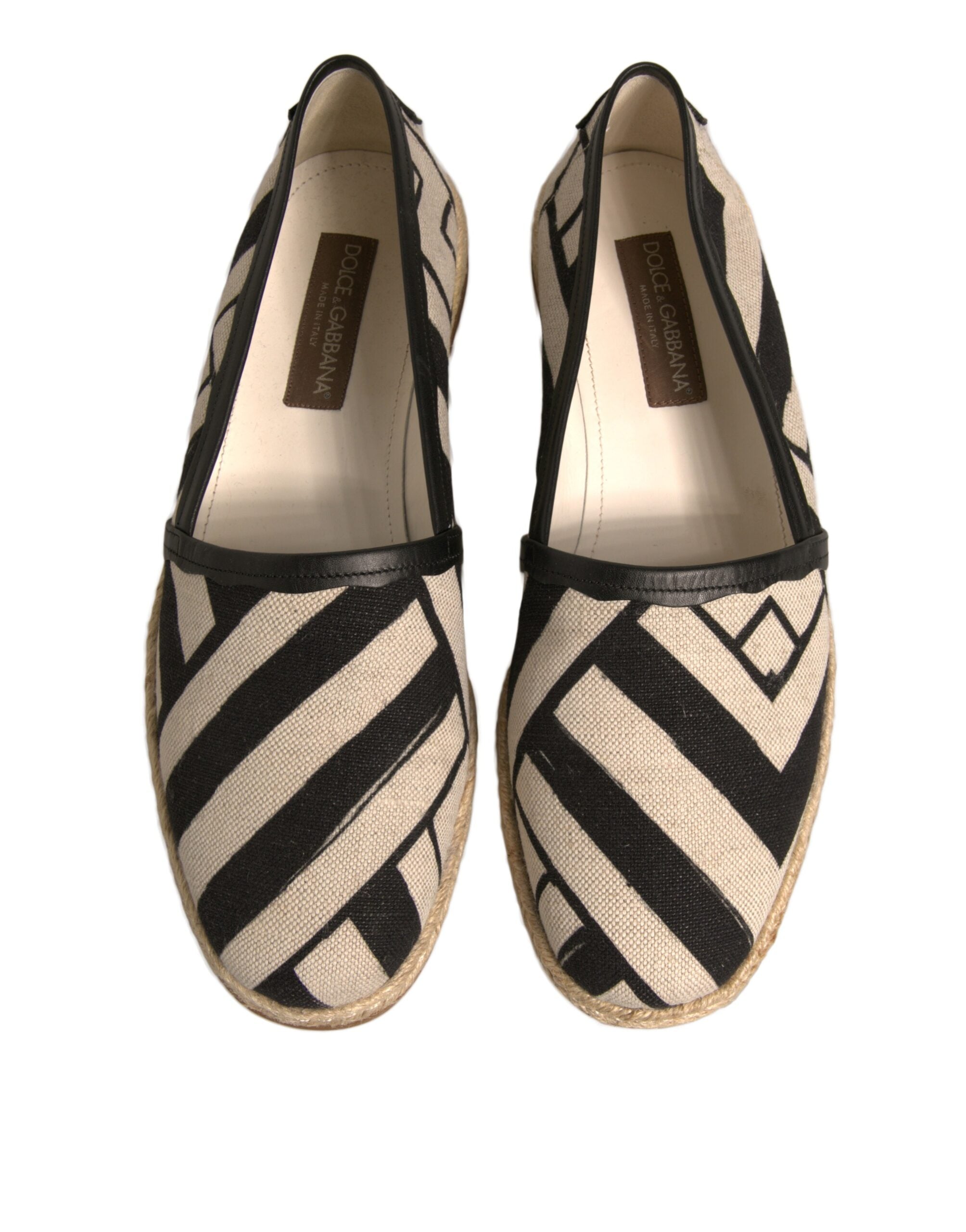 Dolce & Gabbana Black White Stripes Slip On Espadrille Shoes LUNESCAPE