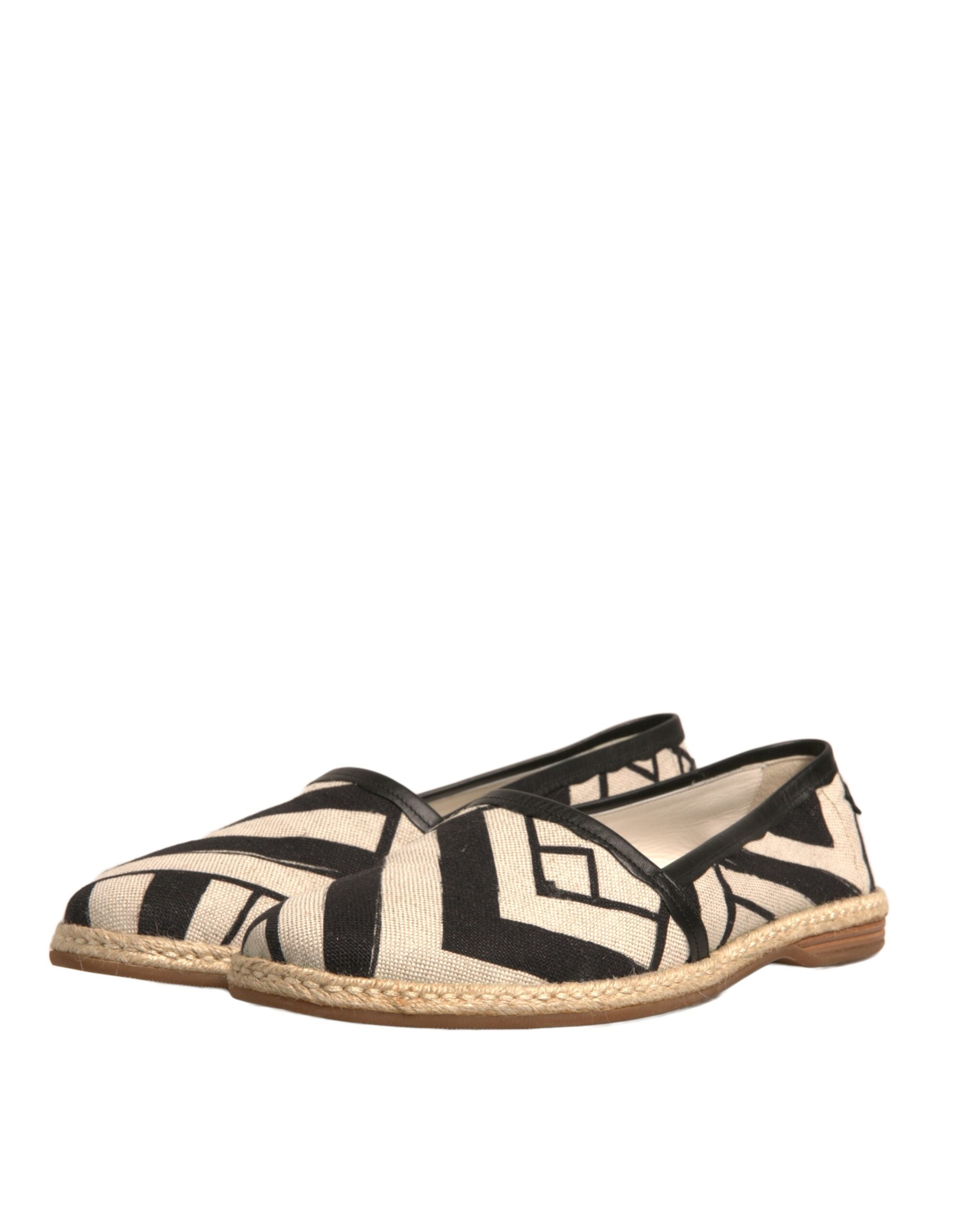 Dolce & Gabbana Black White Stripes Slip On Espadrille Shoes LUNESCAPE