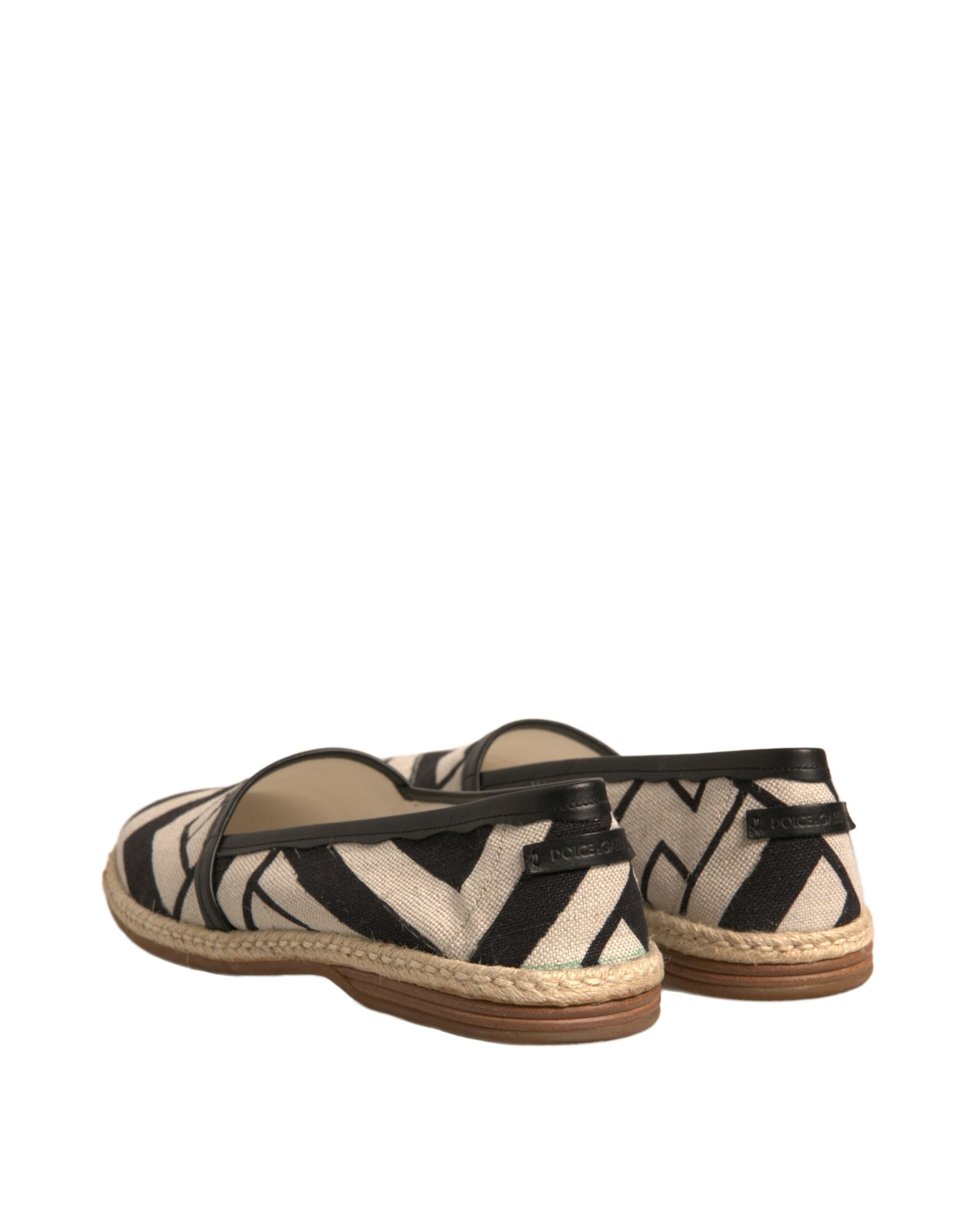 Dolce & Gabbana Black White Stripes Slip On Espadrille Shoes LUNESCAPE