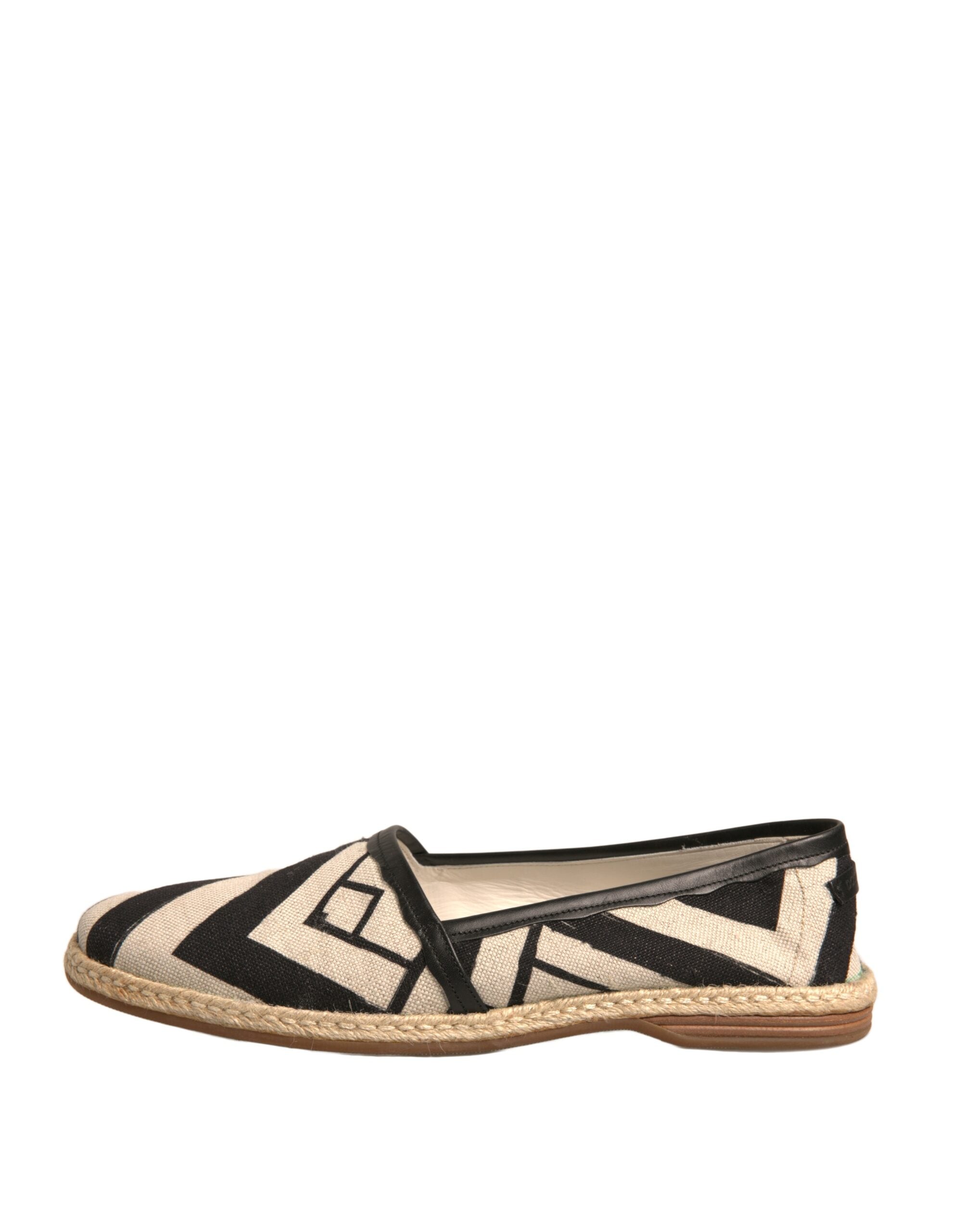Dolce & Gabbana Black White Stripes Slip On Espadrille Shoes LUNESCAPE