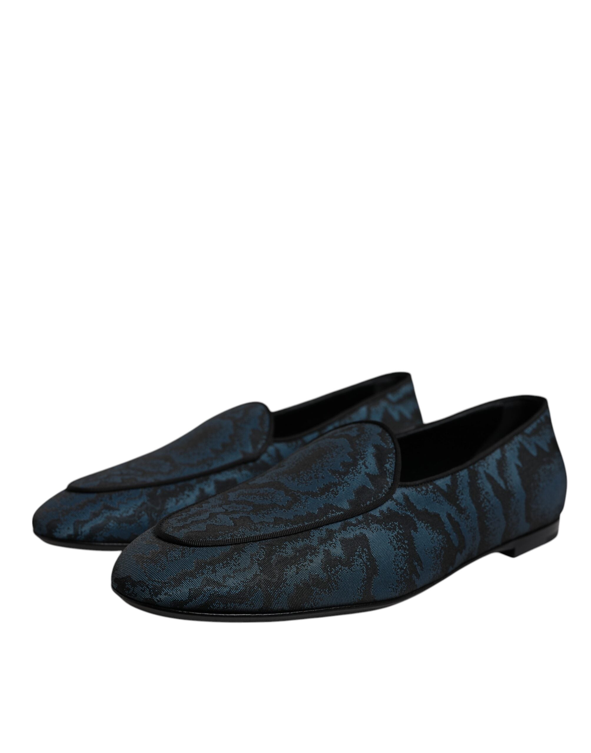 Dolce & Gabbana Blue Black Flats Men Loafers Dress Shoes LUNESCAPE