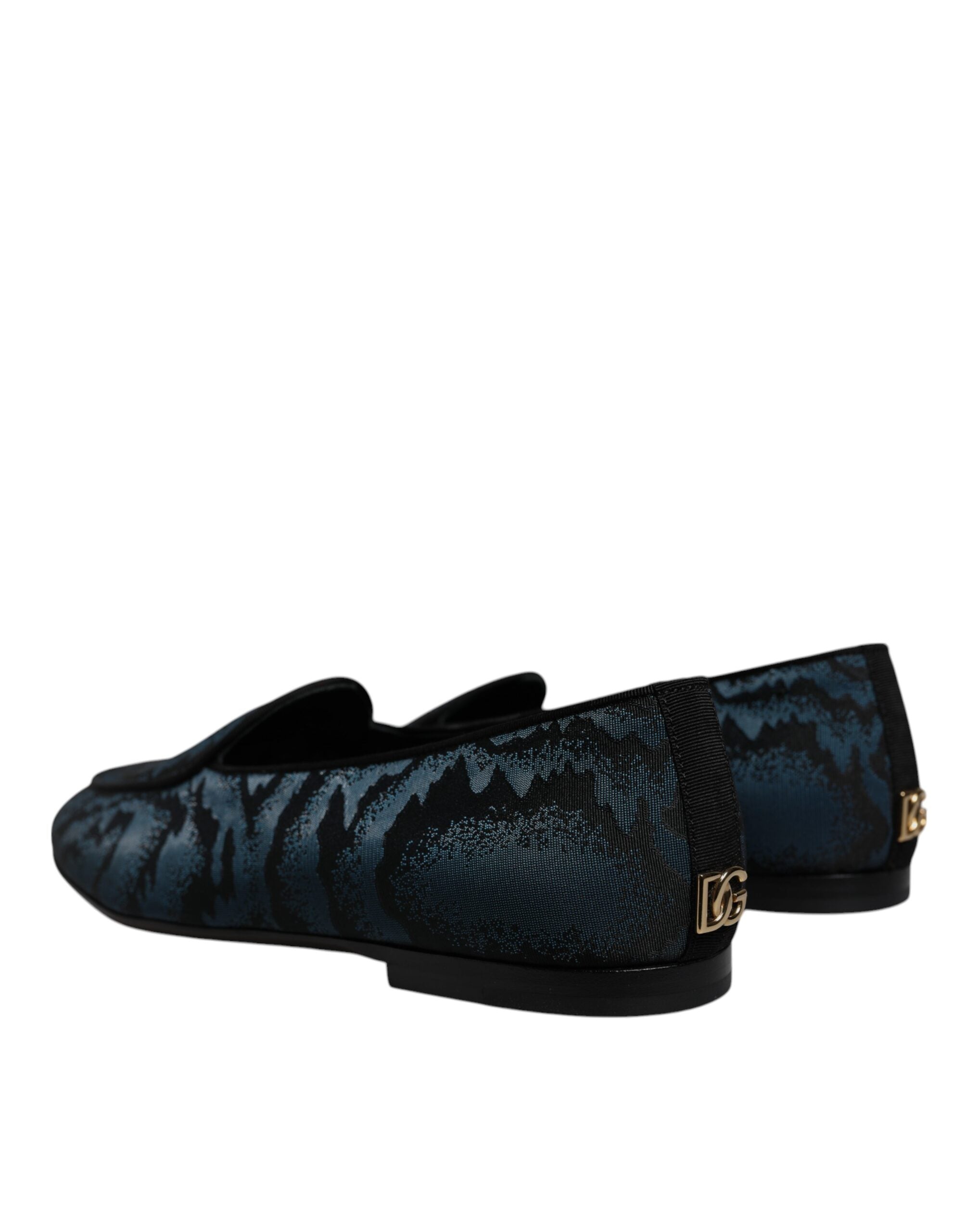 Dolce & Gabbana Blue Black Flats Men Loafers Dress Shoes LUNESCAPE