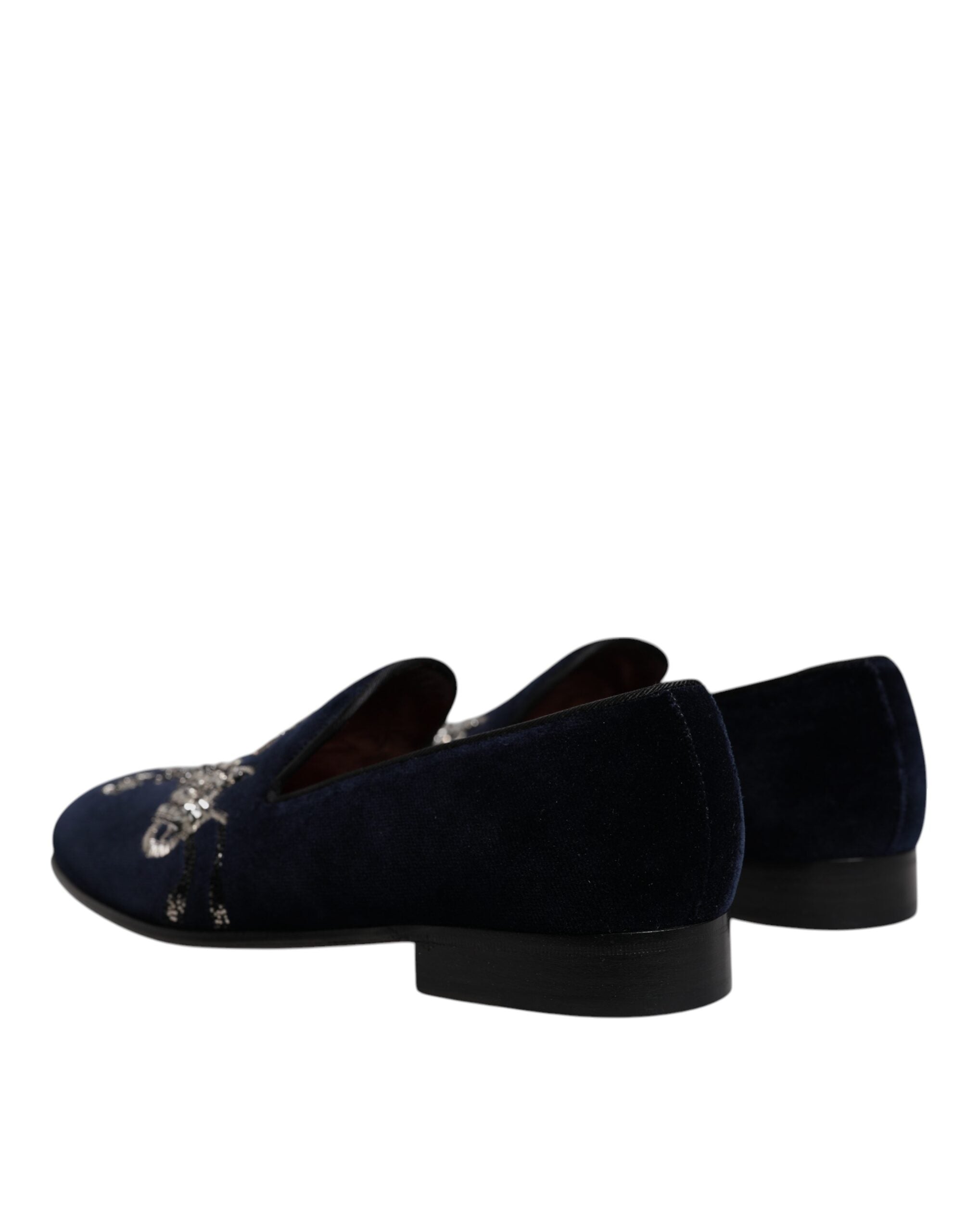 Dolce & Gabbana Black Velvet Floral Gun Loafers Dress Shoes LUNESCAPE