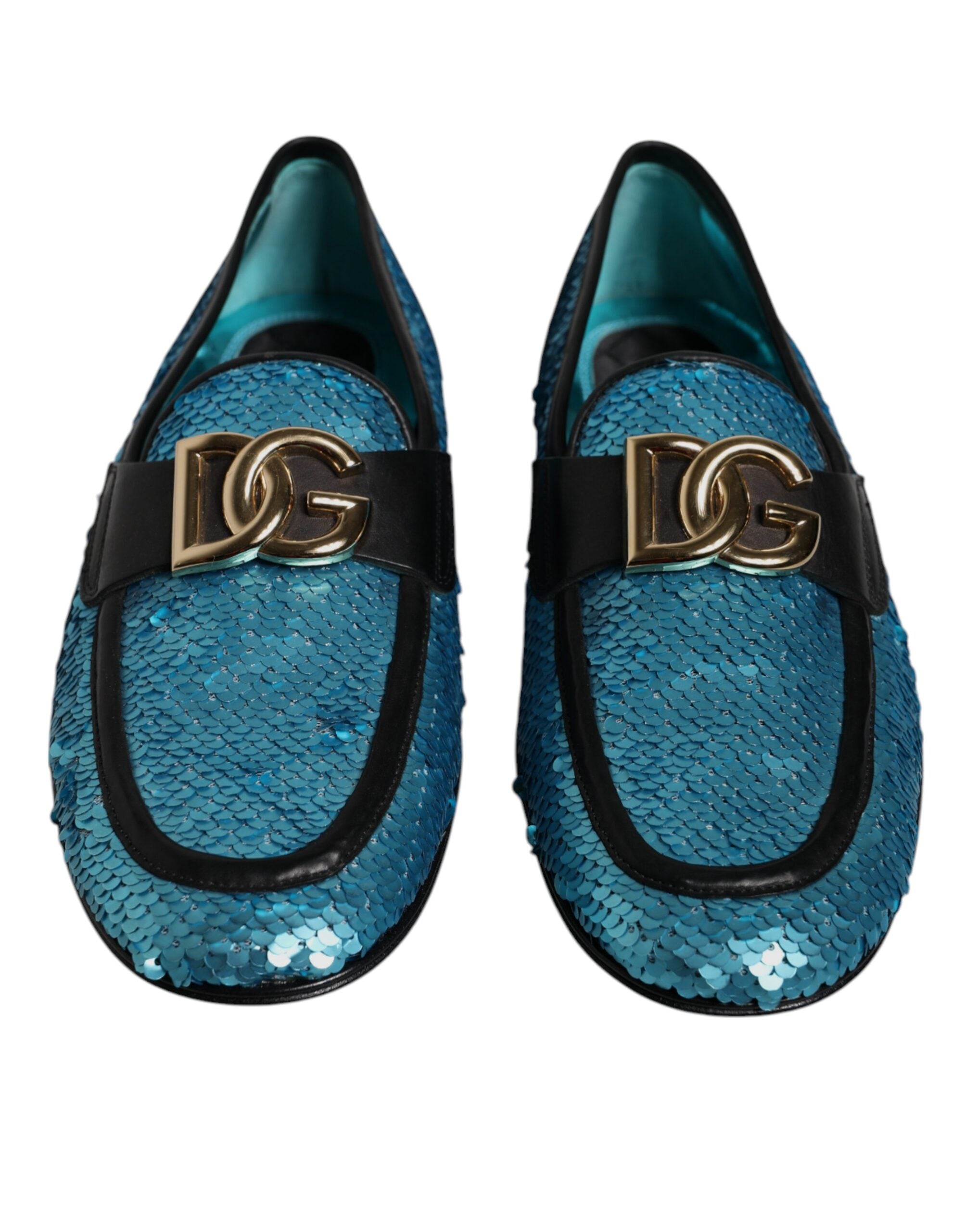 Dolce & Gabbana Blue Sequined Loafers Formal Dress Shoes LUNESCAPE