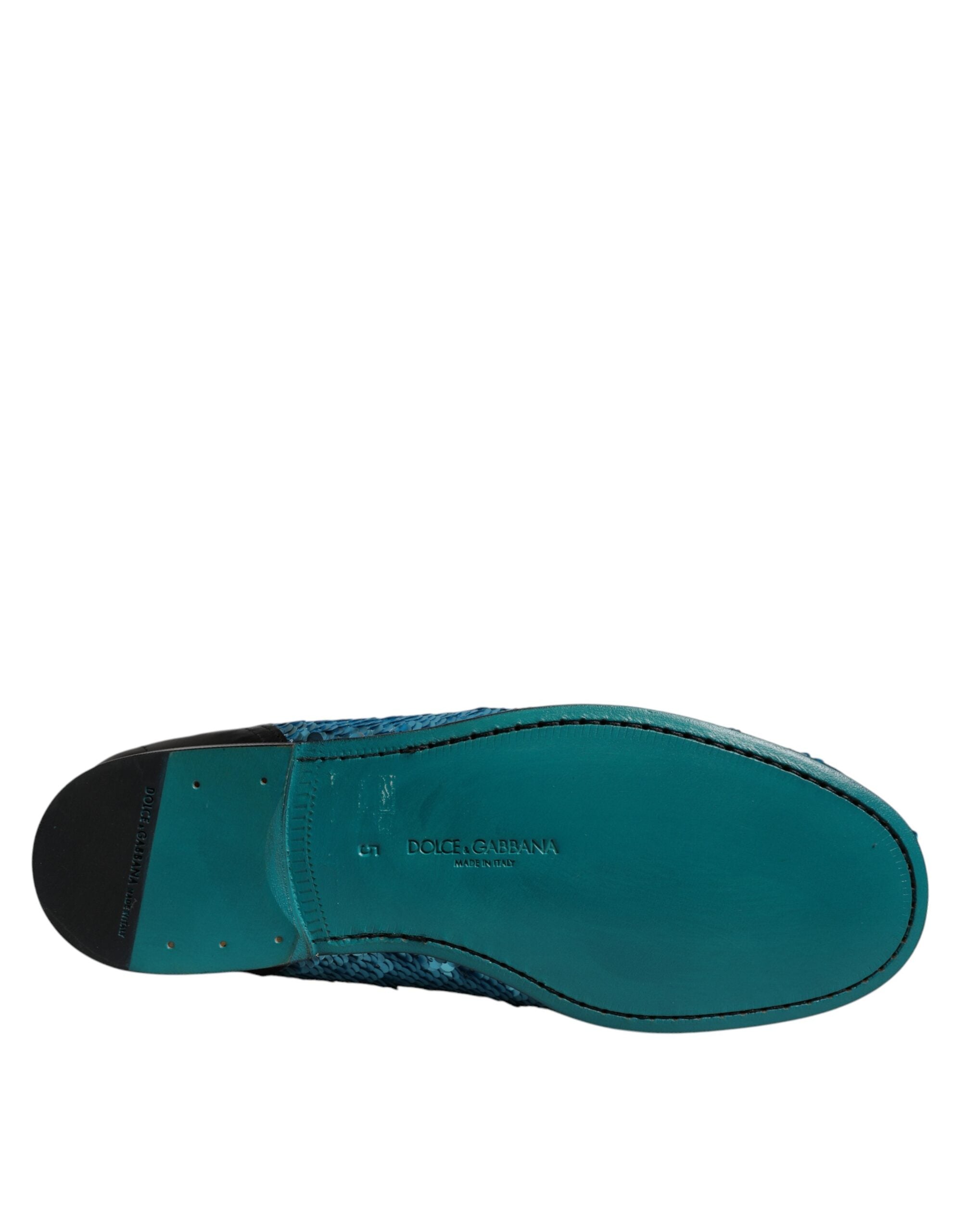 Dolce & Gabbana Blue Sequined Loafers Formal Dress Shoes LUNESCAPE