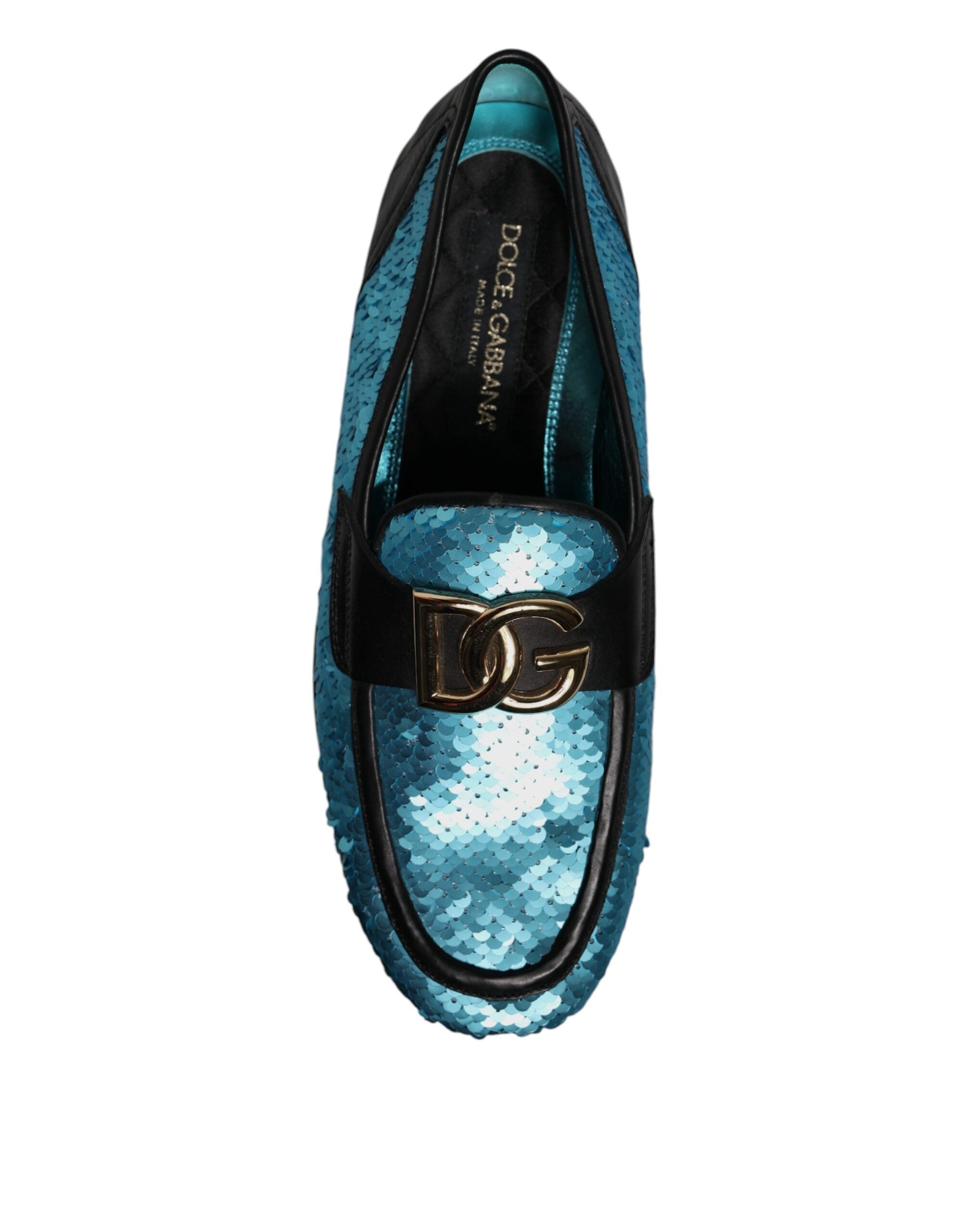 Dolce & Gabbana Blue Sequined Loafers Formal Dress Shoes LUNESCAPE