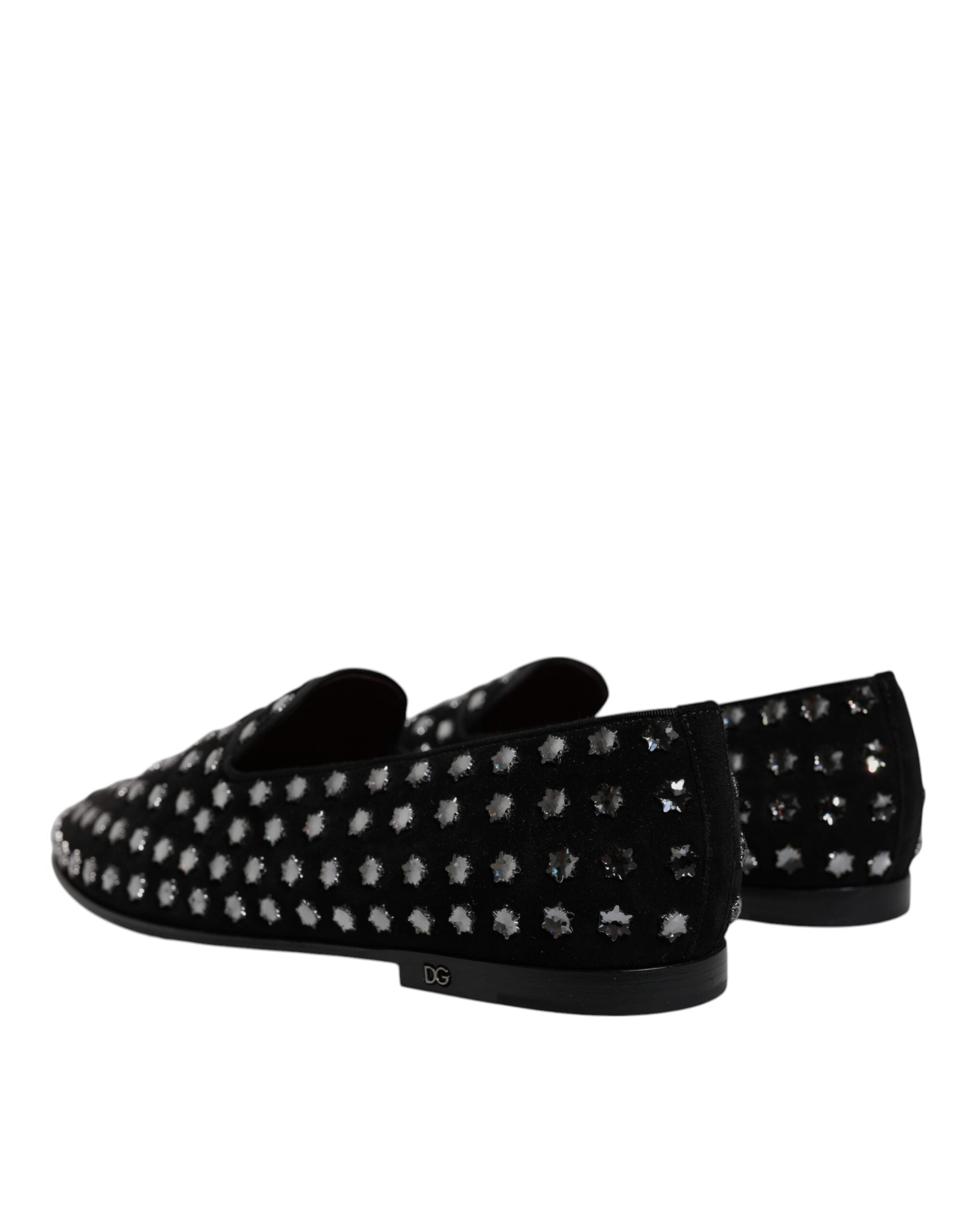 Dolce & Gabbana Black Crystal Embellished Loafers Dress Shoes LUNESCAPE