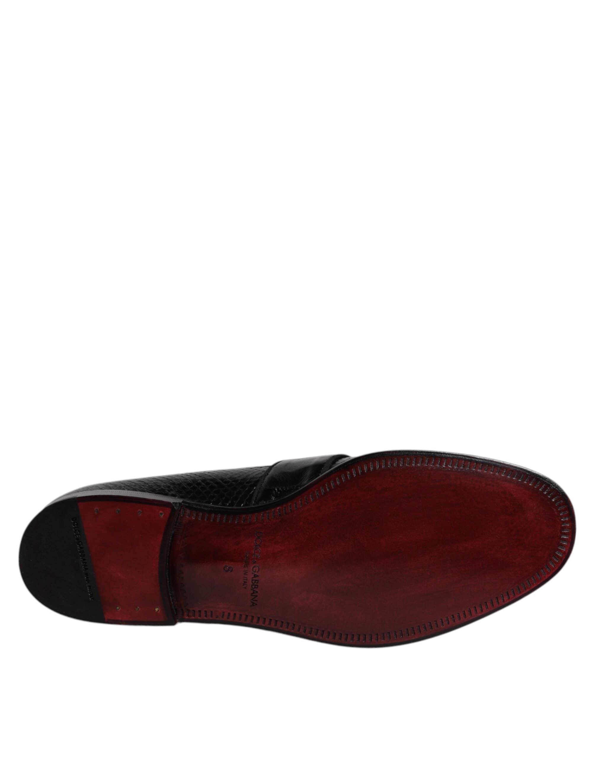 Dolce & Gabbana Black Exotic Leather DG Logo Loafers Formal Dress Shoes LUNESCAPE