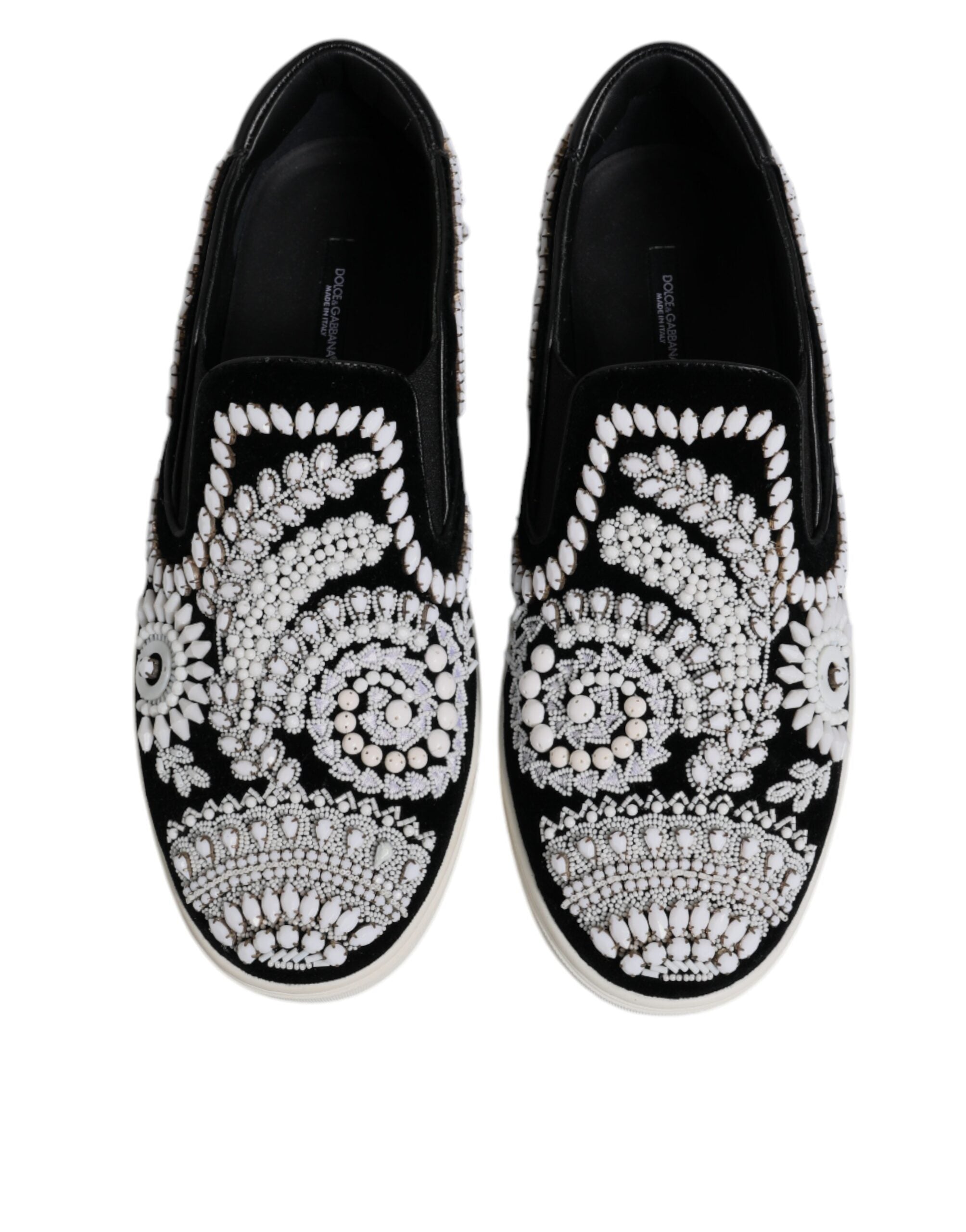 Dolce & Gabbana Black Embellished London Men Slip On Shoes LUNESCAPE