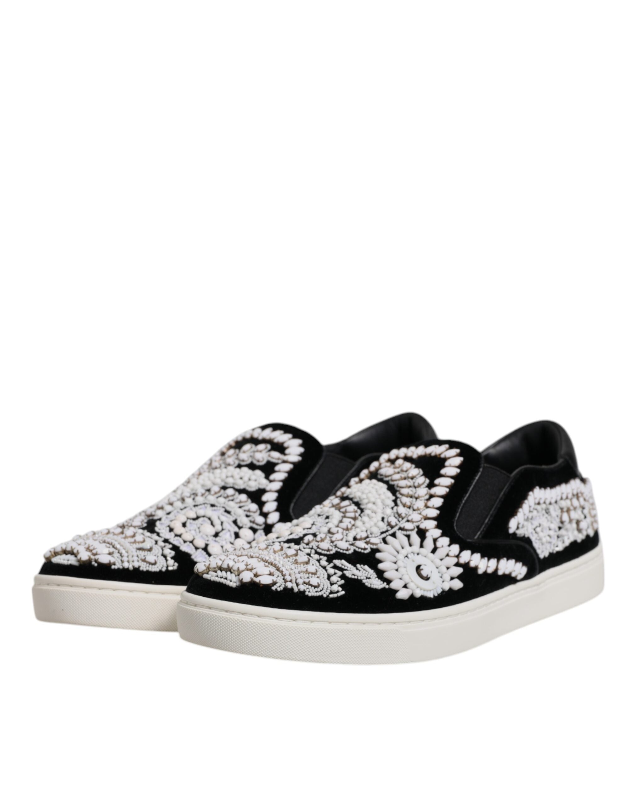 Dolce & Gabbana Black Embellished London Men Slip On Shoes LUNESCAPE