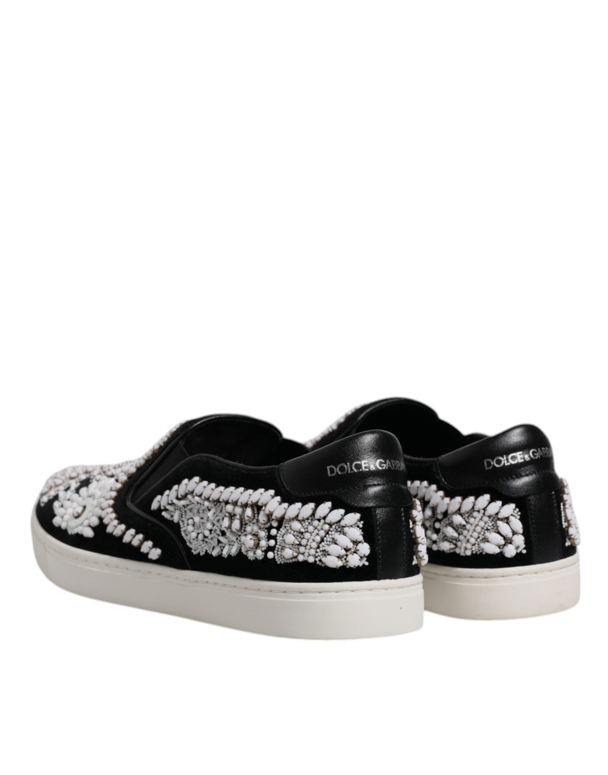 Dolce & Gabbana Black Embellished London Men Slip On Shoes LUNESCAPE