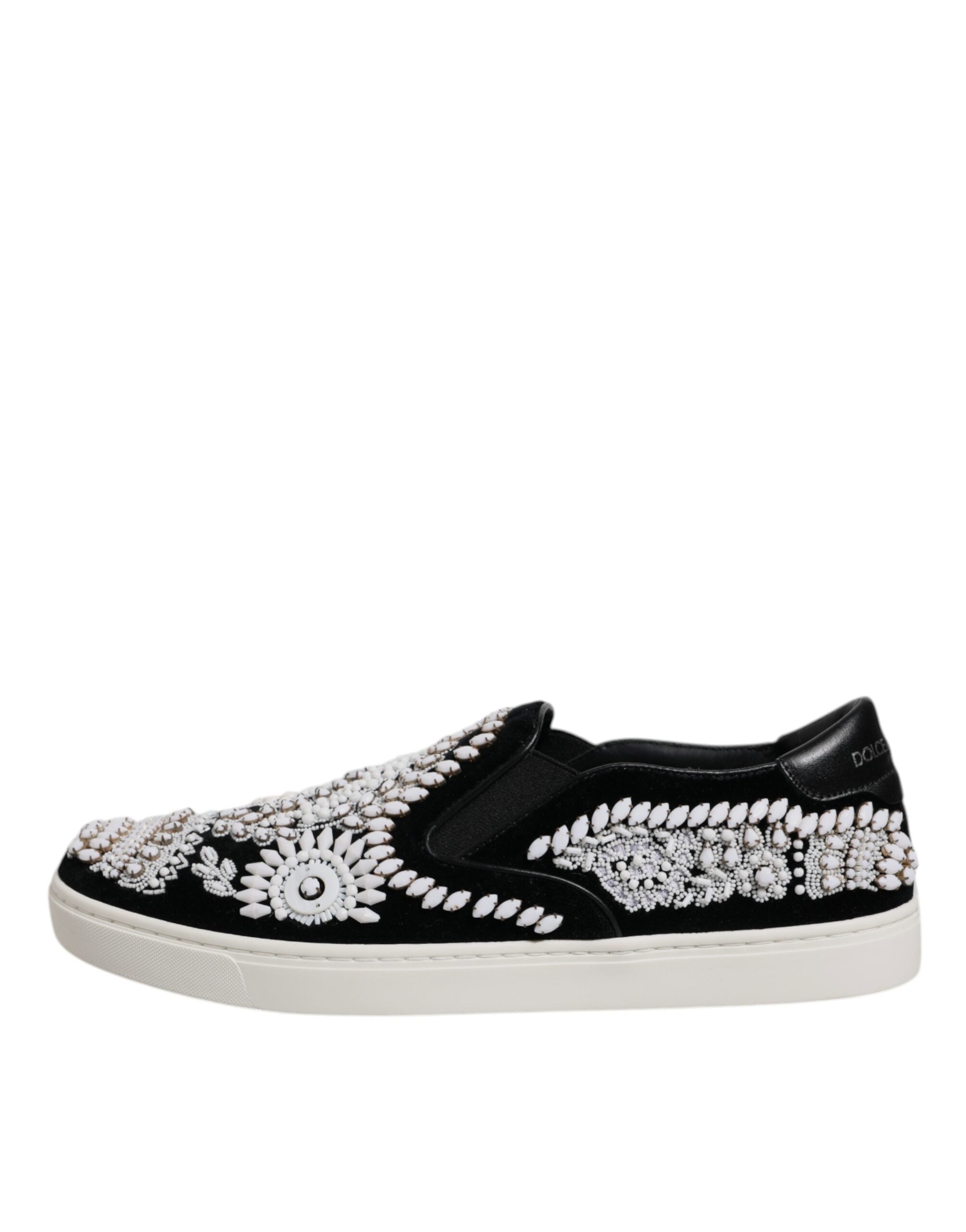 Dolce & Gabbana Black Embellished London Men Slip On Shoes LUNESCAPE