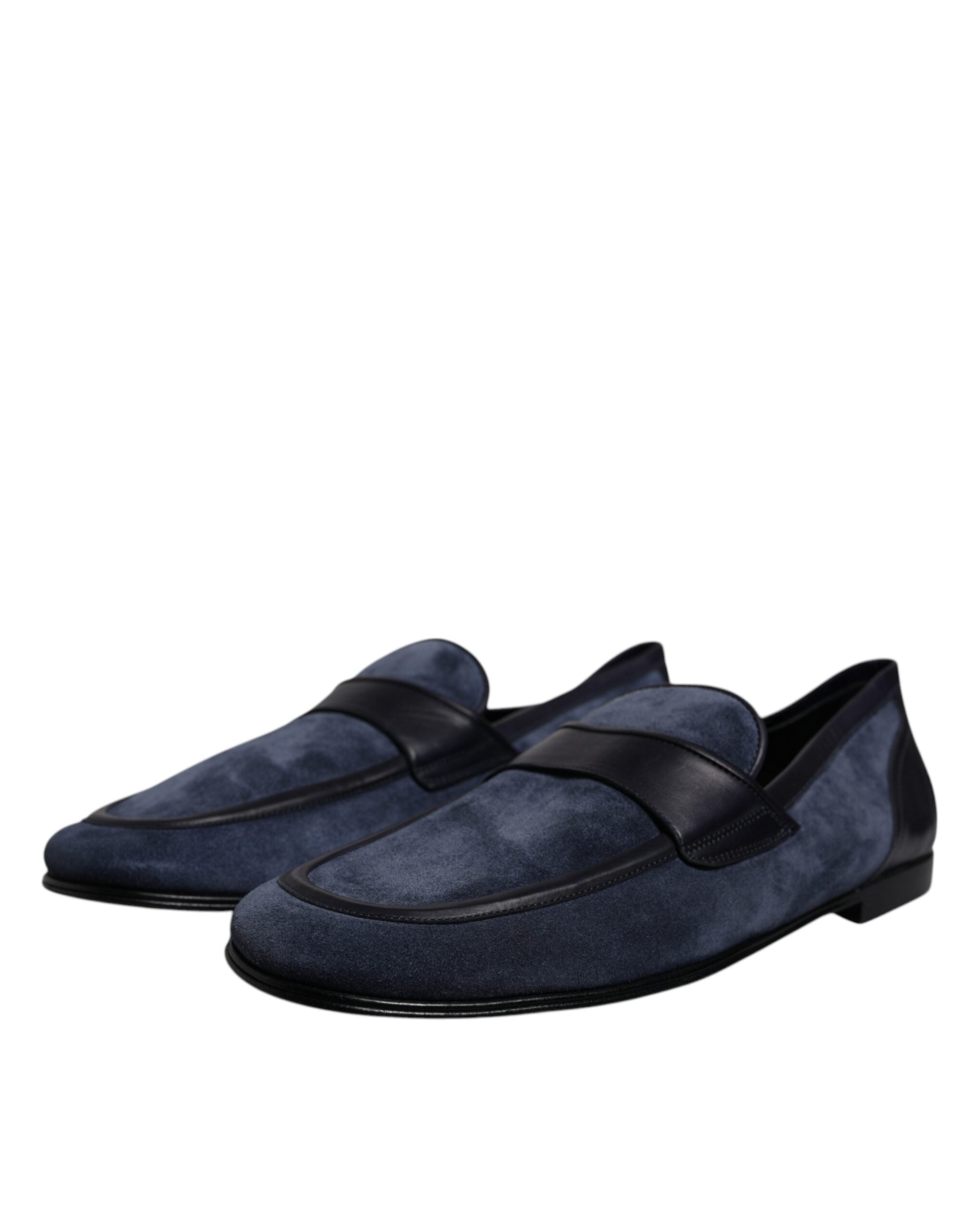 Dolce & Gabbana Blue Suede Leather Shoes Loafer Moccasin Shoes LUNESCAPE