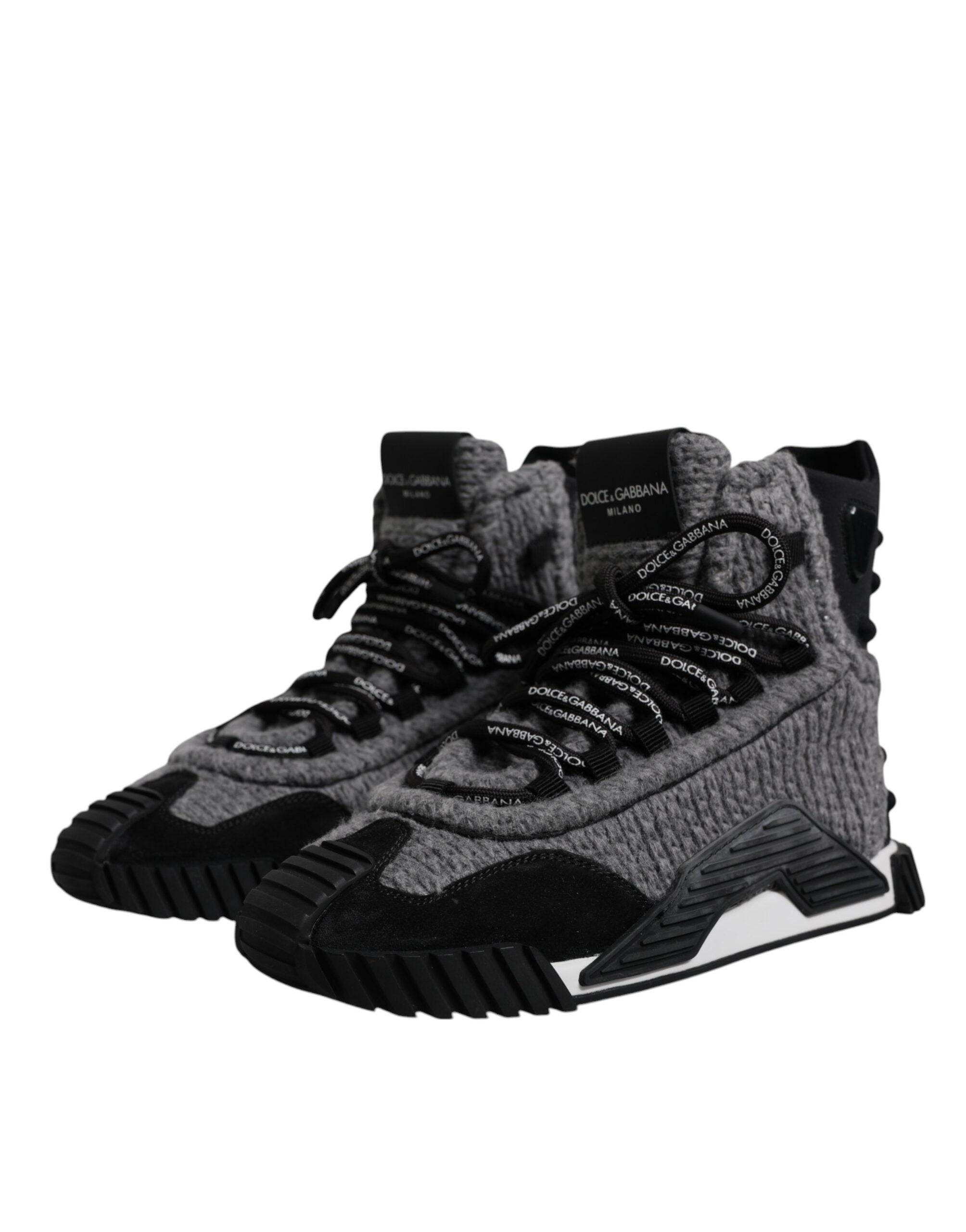 Dolce & Gabbana Gray Black NS1 High Top Boots Sneakers Shoes LUNESCAPE