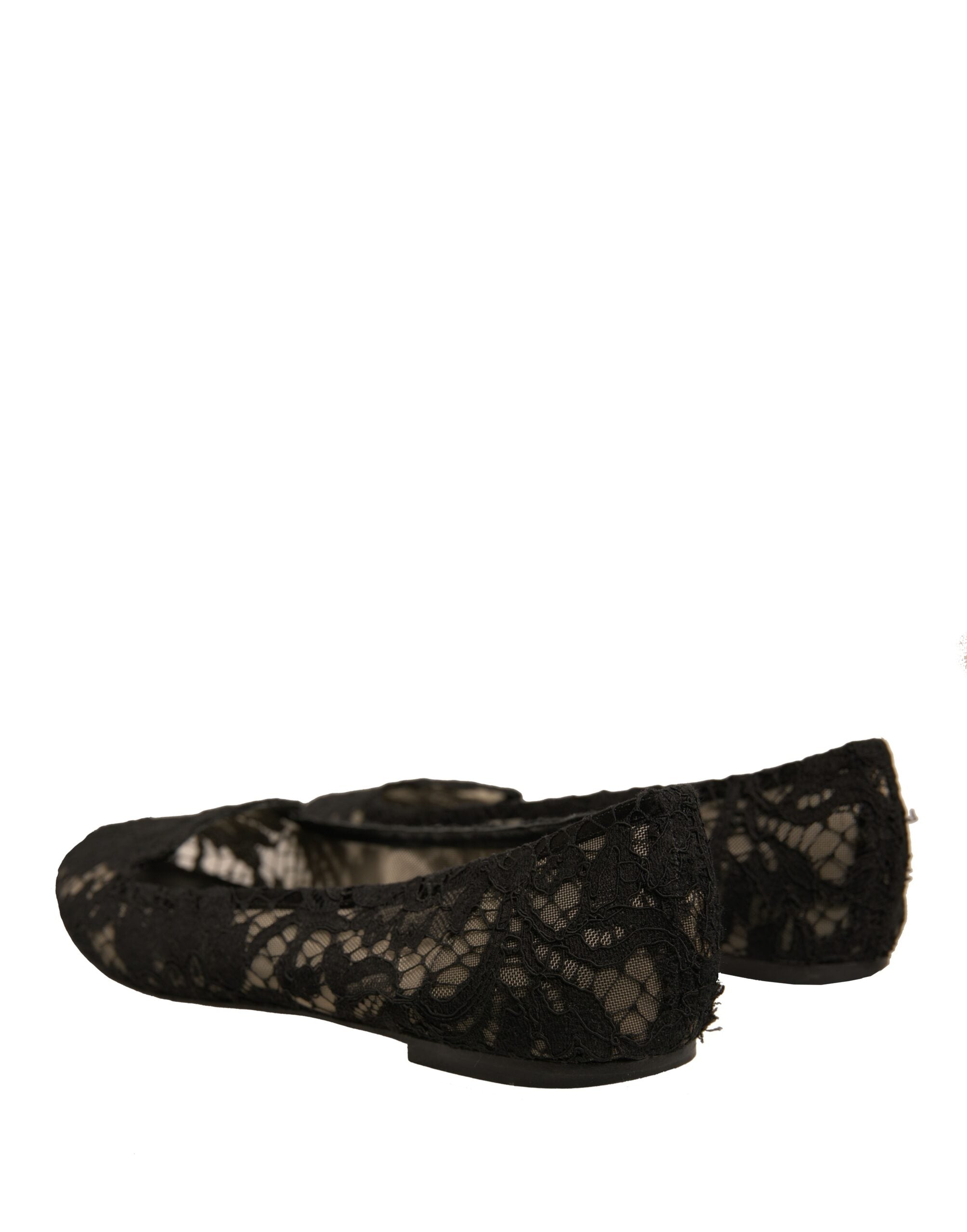 Dolce & Gabbana Black Taormina Lace Slip On Flats Shoes LUNESCAPE