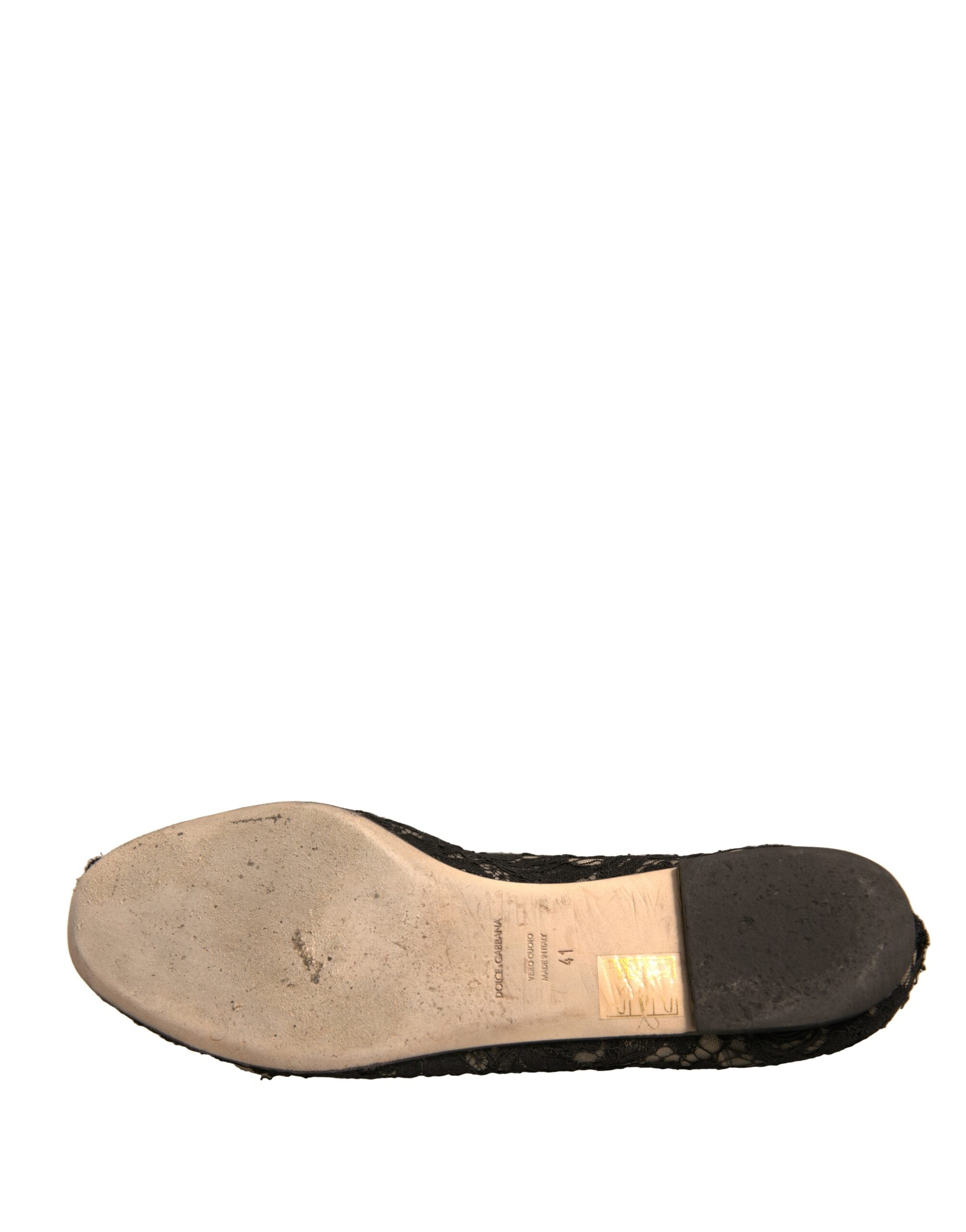 Dolce & Gabbana Black Taormina Lace Slip On Flats Shoes LUNESCAPE