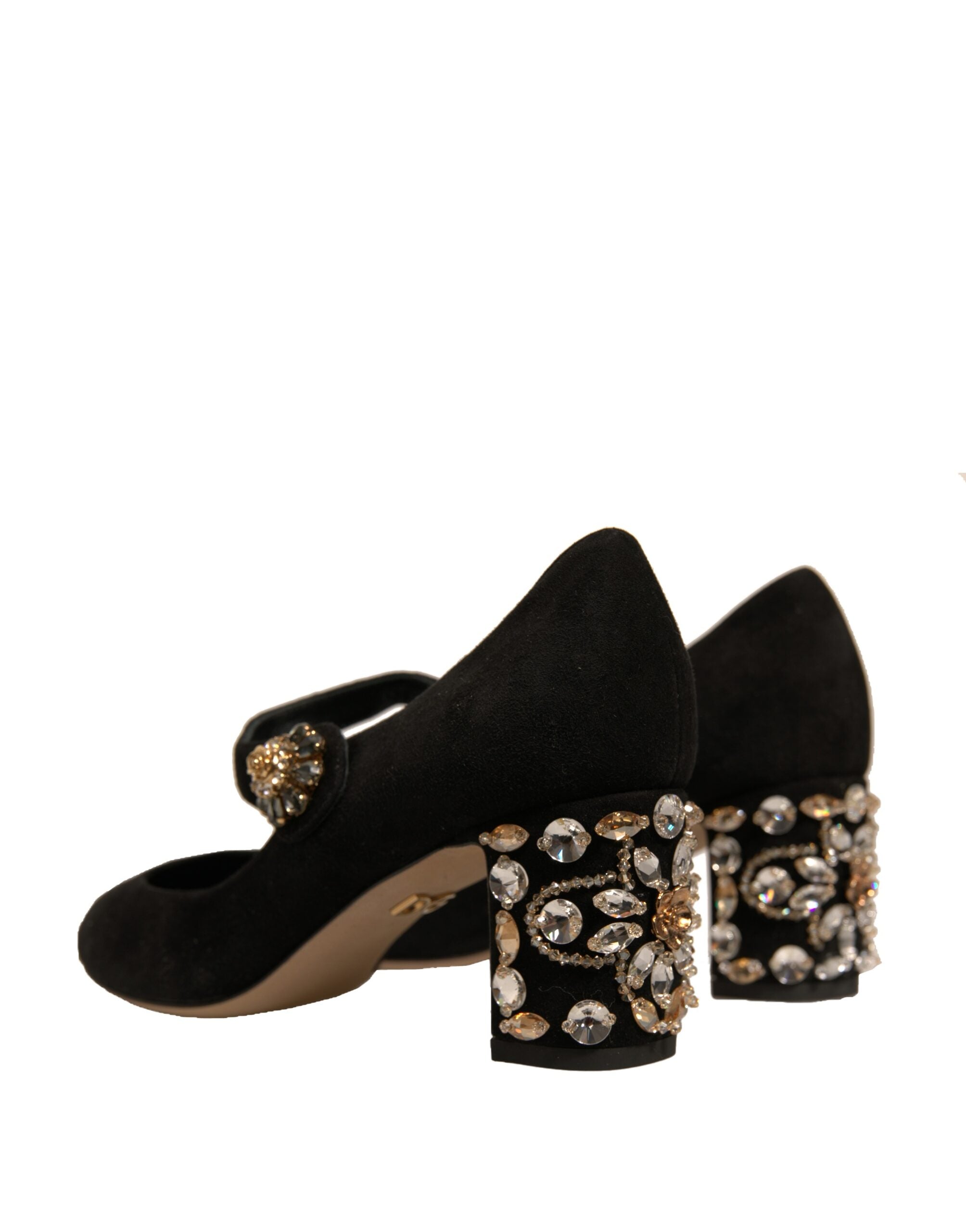 Dolce & Gabbana Black Suede Jewelled Mary Jane Pumps Shoes LUNESCAPE