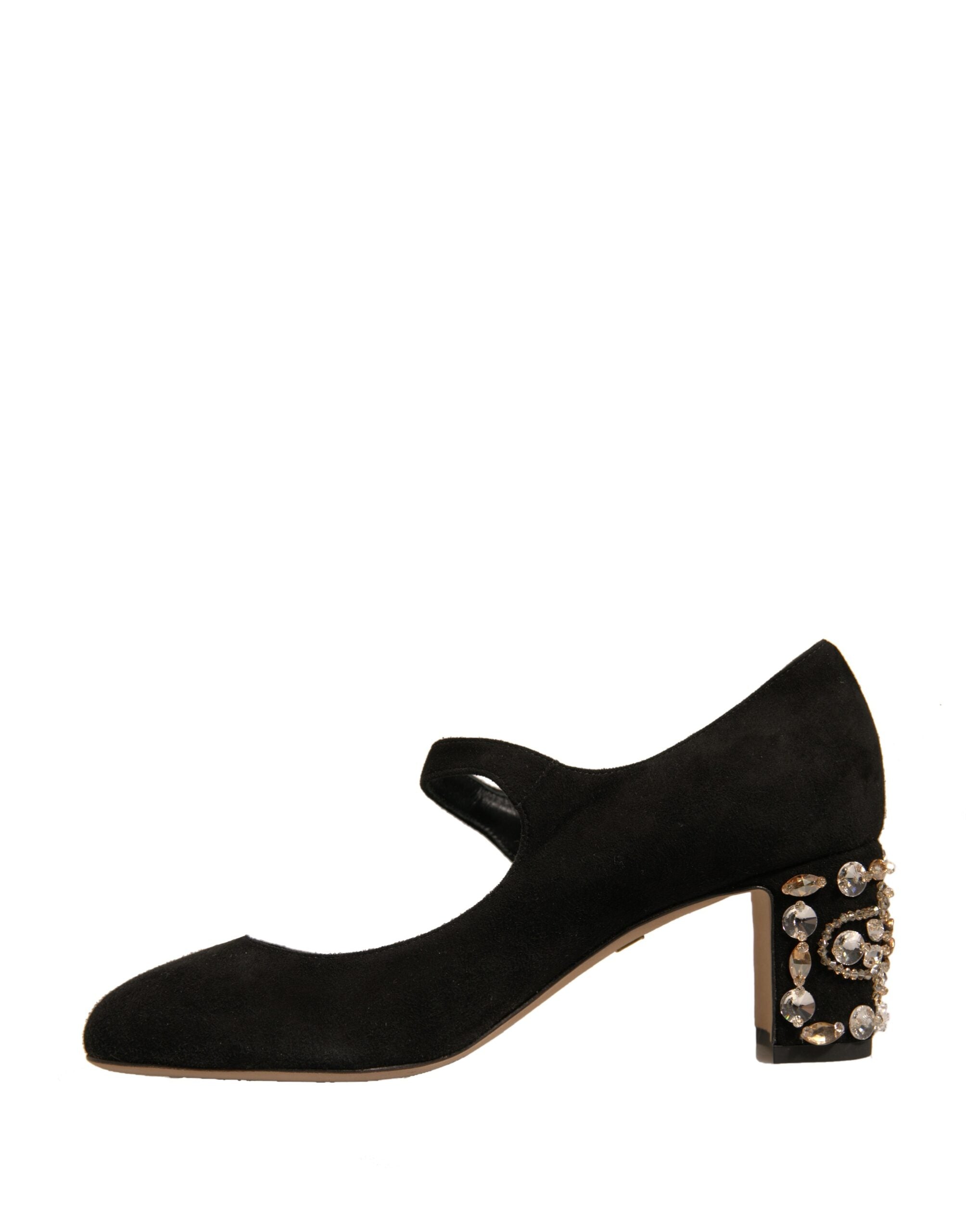 Dolce & Gabbana Black Suede Jewelled Mary Jane Pumps Shoes LUNESCAPE