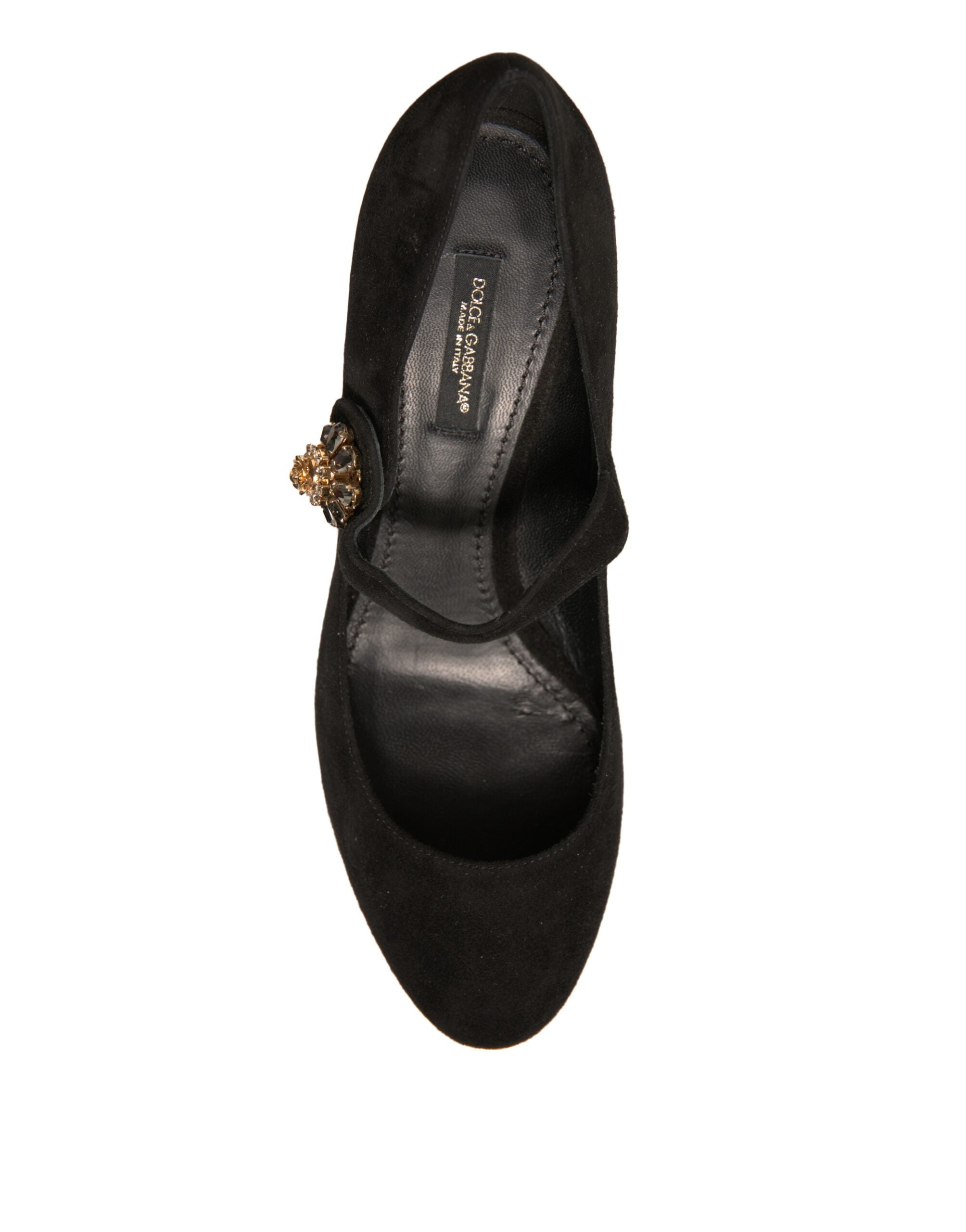 Dolce & Gabbana Black Suede Jewelled Mary Jane Pumps Shoes LUNESCAPE