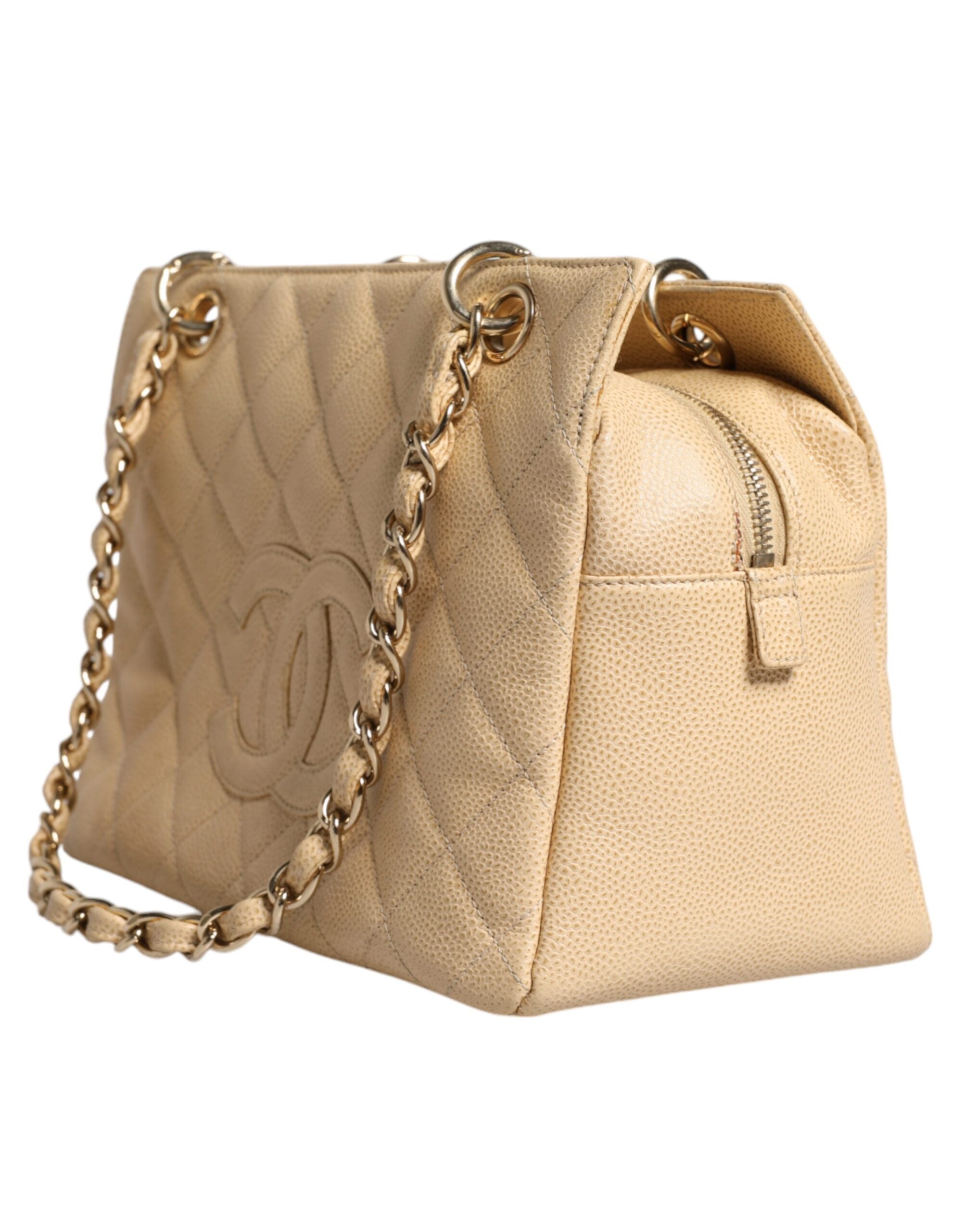 Chanel Beige Caviar De Coco Chain Leather Purse Bag LUNESCAPE