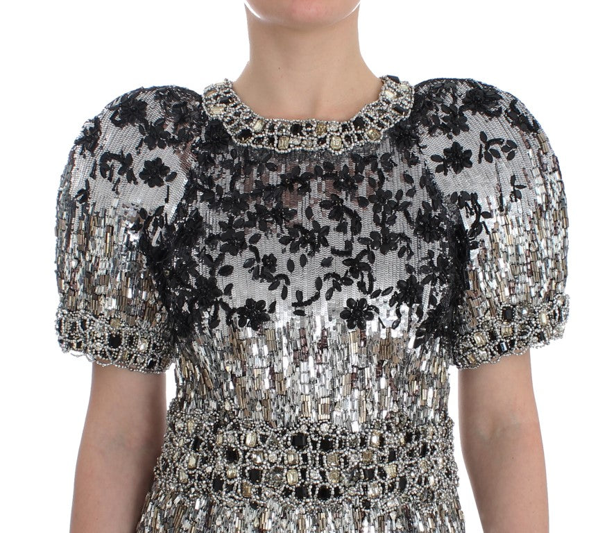 Dolce & Gabbana Crystal Silver Runway Handmade Dress LUNESCAPE