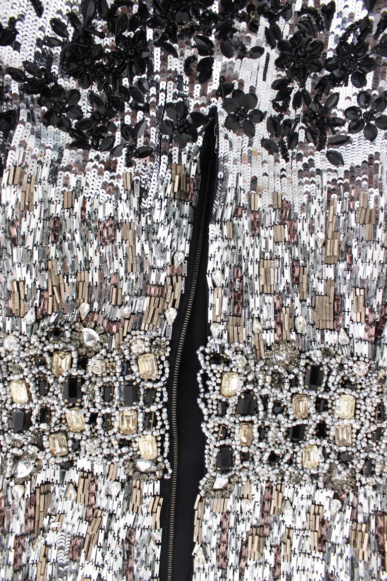 Dolce & Gabbana Crystal Silver Runway Handmade Dress LUNESCAPE