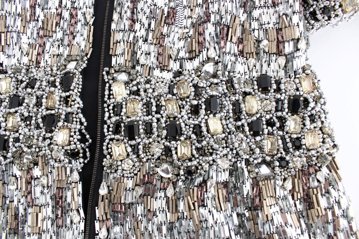 Dolce & Gabbana Crystal Silver Runway Handmade Dress LUNESCAPE