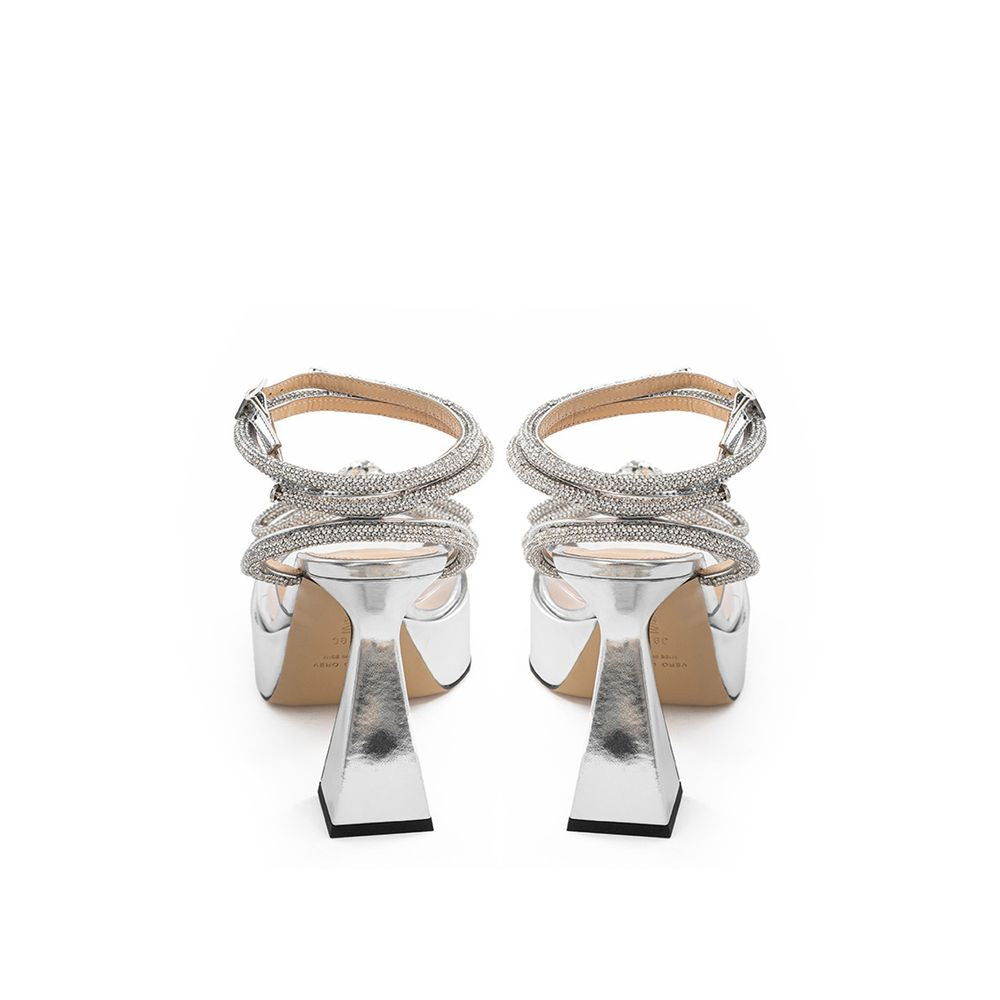 MACH & MACH Elegant Silver Leather Platforms LUNESCAPE