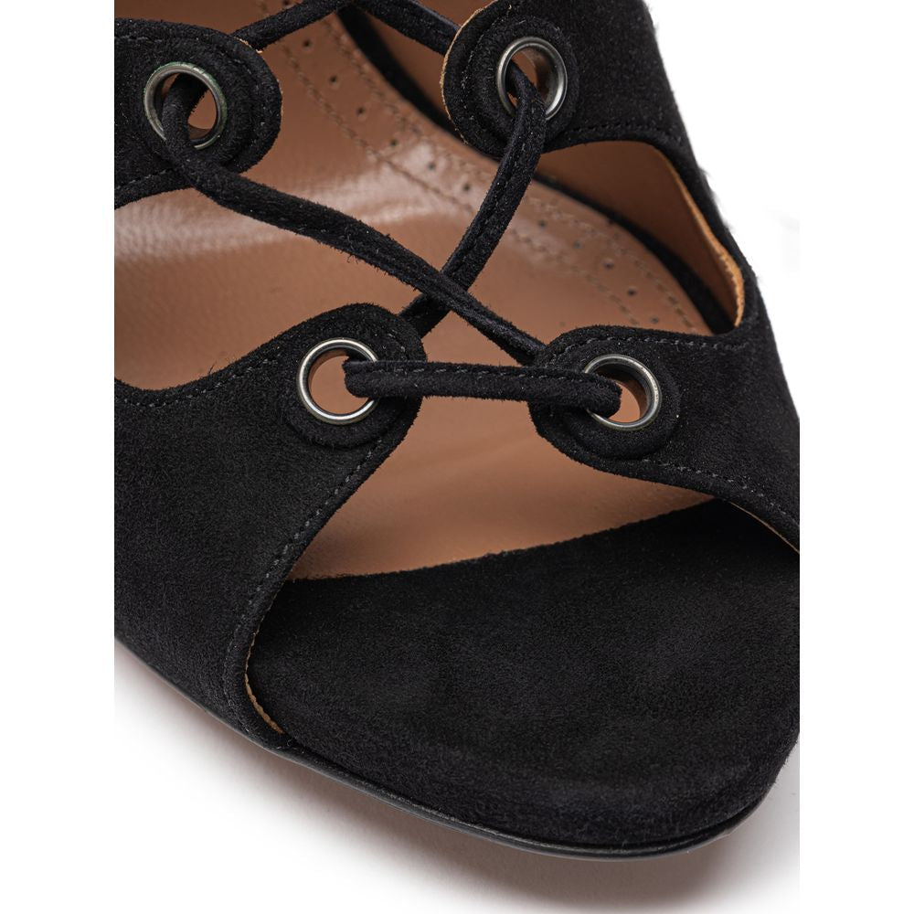 Alaïa Black Suede Leather Sandal LUNESCAPE
