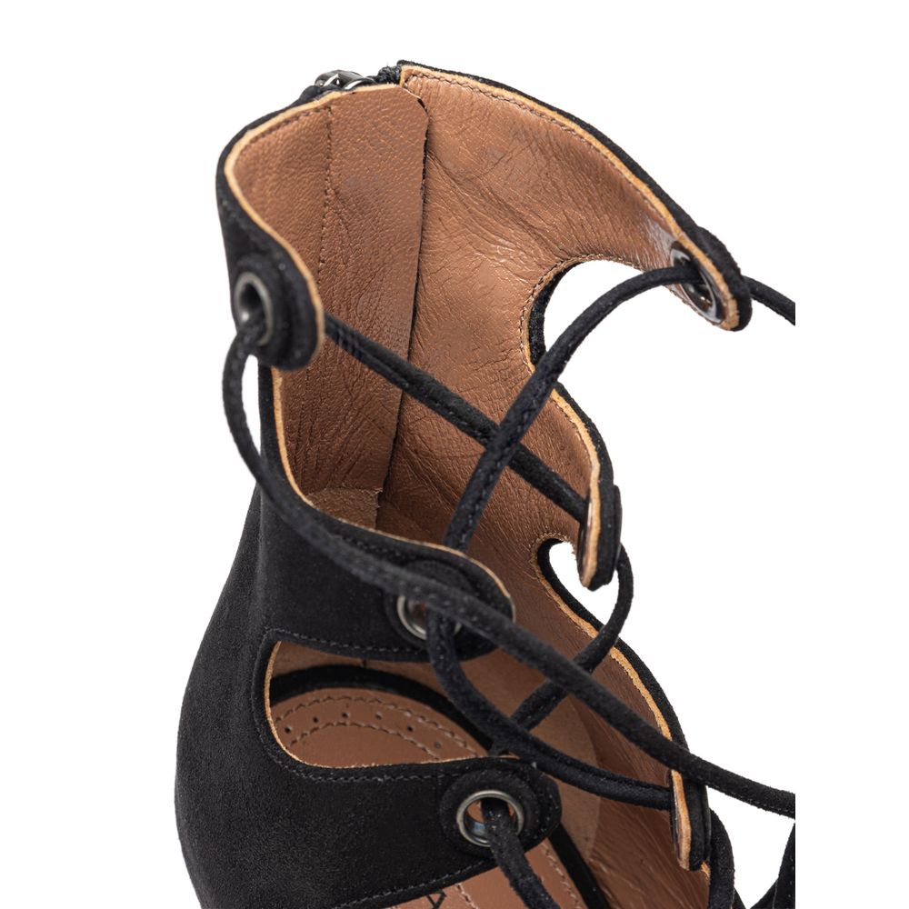 Alaïa Black Suede Leather Sandal LUNESCAPE