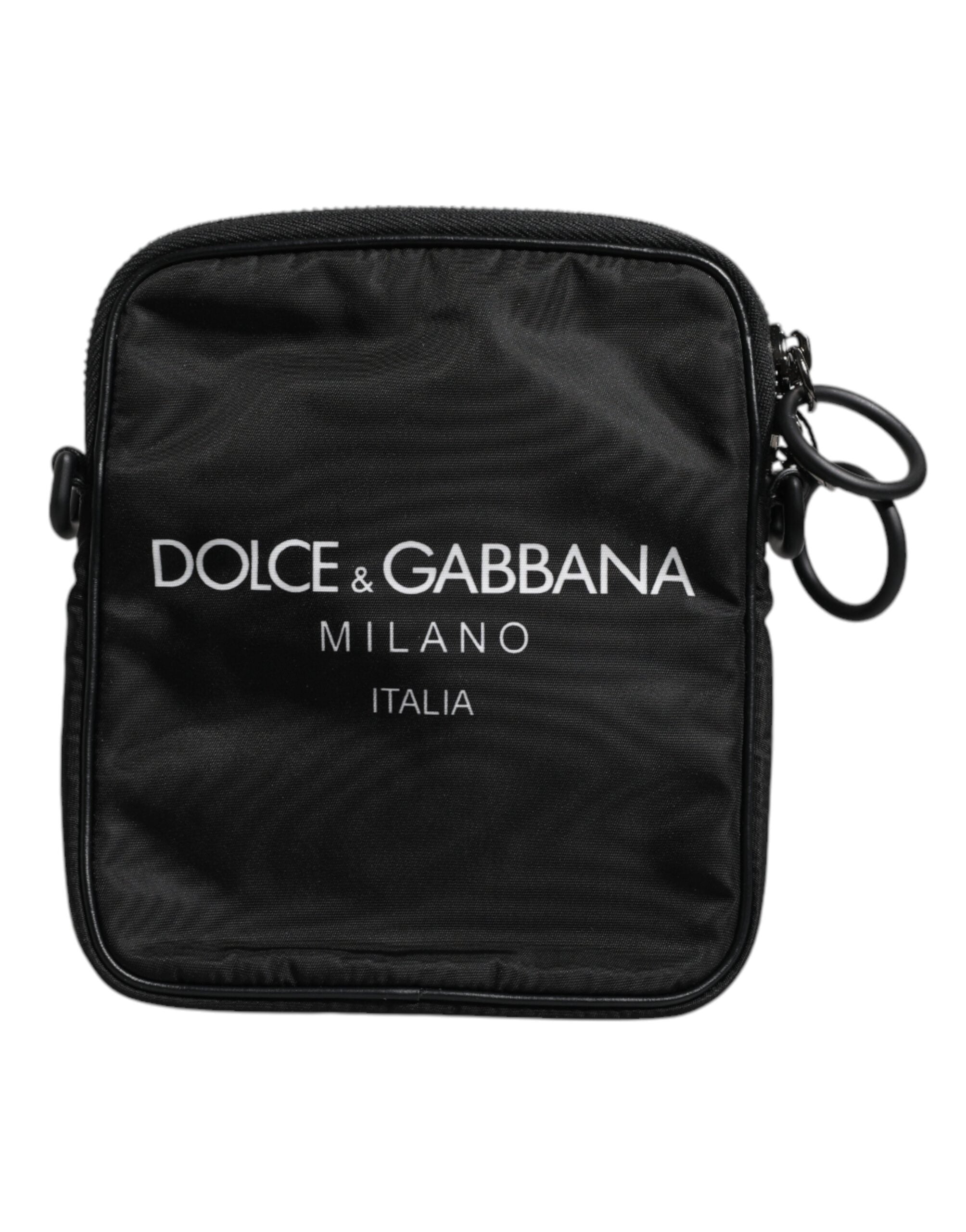 Dolce & Gabbana Black Logo Print Scuba Crossbody Shoulder Bag LUNESCAPE