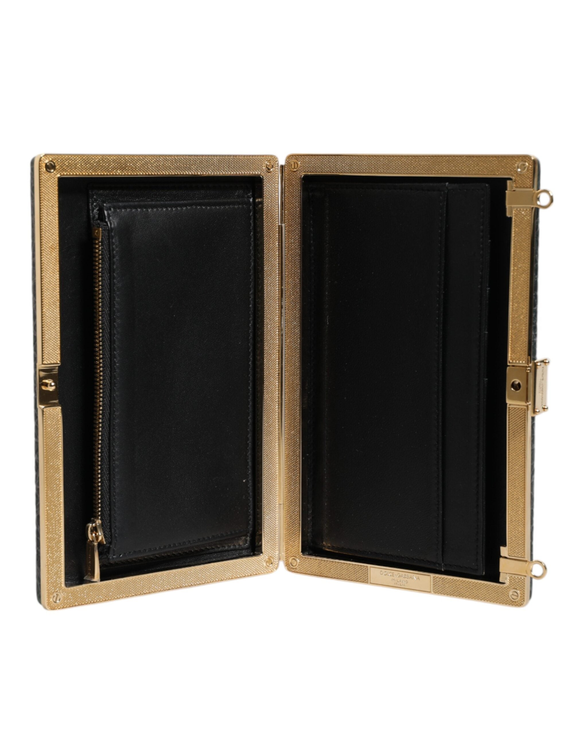 Dolce & Gabbana Black Leather Clutch Evening Crossbody Bag LUNESCAPE