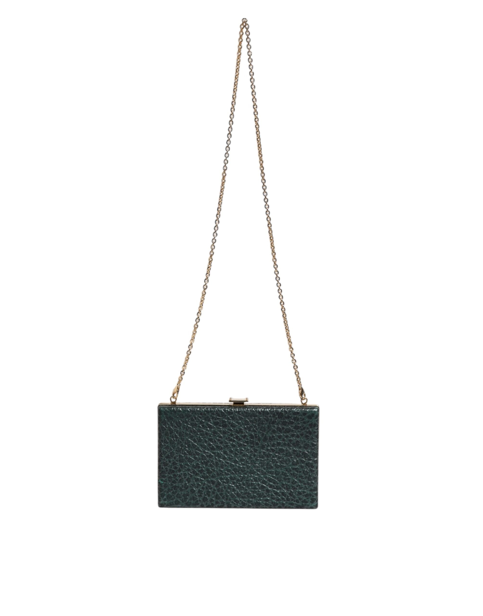 Dolce & Gabbana Black Leather Clutch Evening Crossbody Bag LUNESCAPE