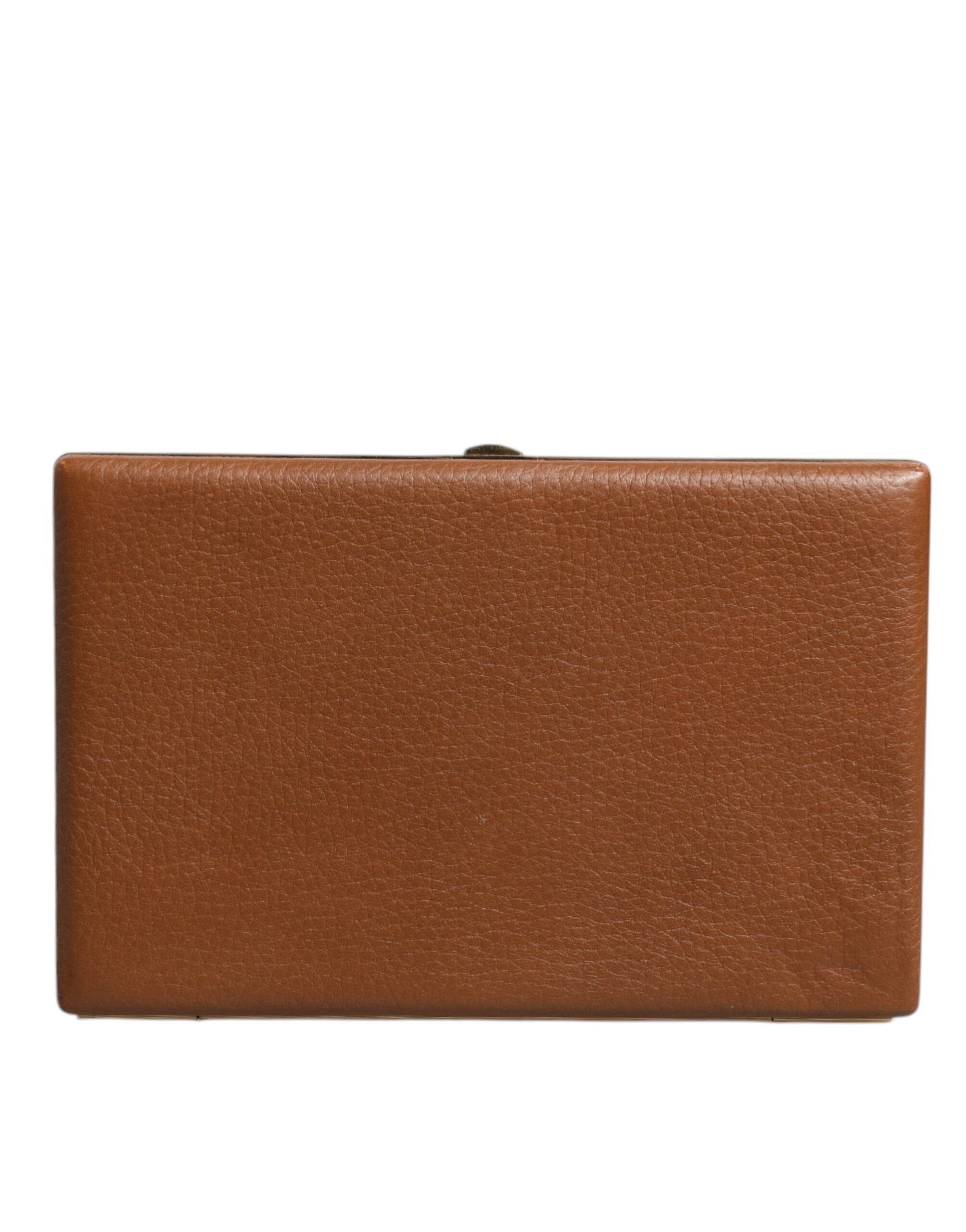 Dolce & Gabbana Brown Leather Clutch Evening Crossbody Bag LUNESCAPE