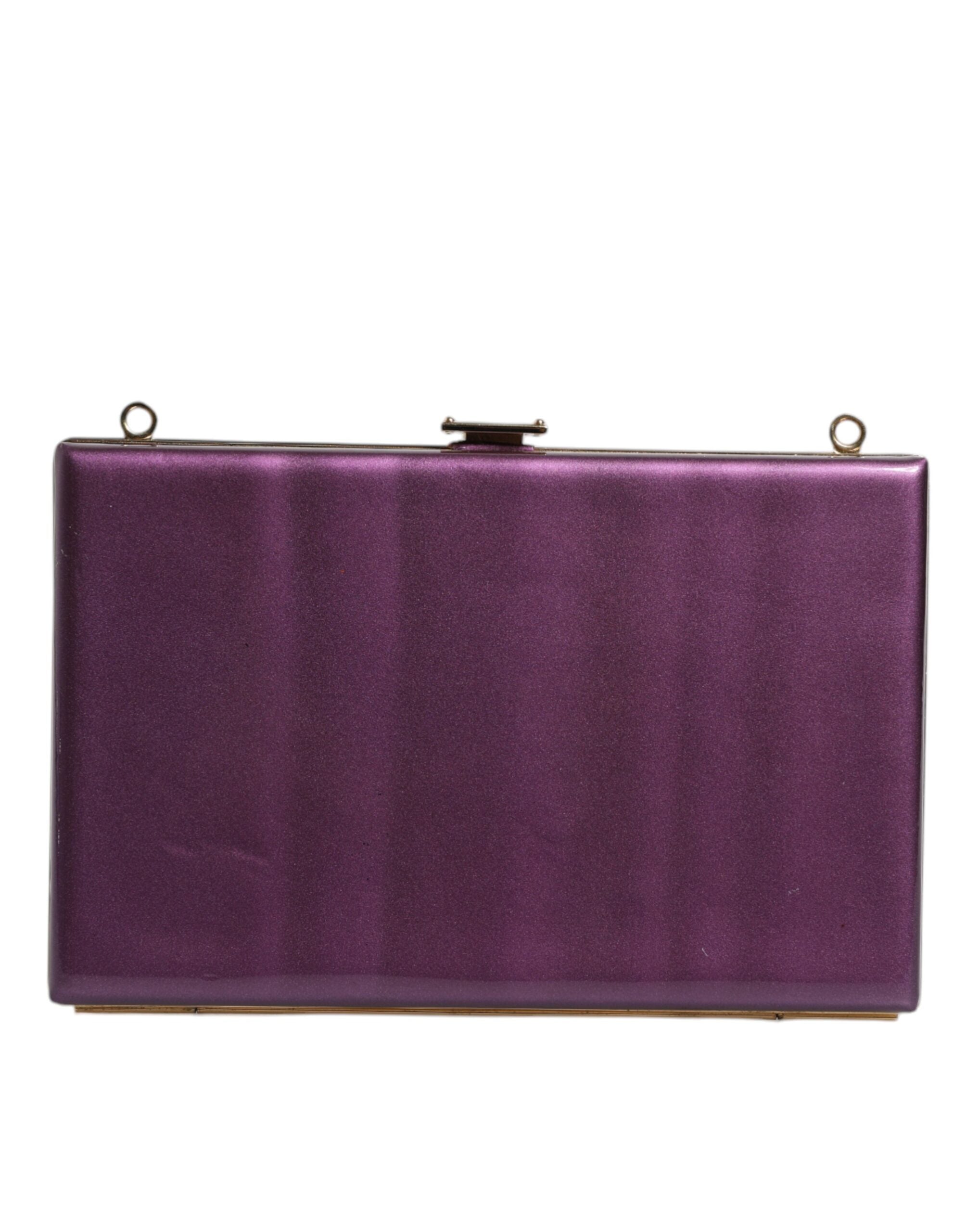 Dolce & Gabbana Purple Leather Clutch Evening Crossbody Bag LUNESCAPE