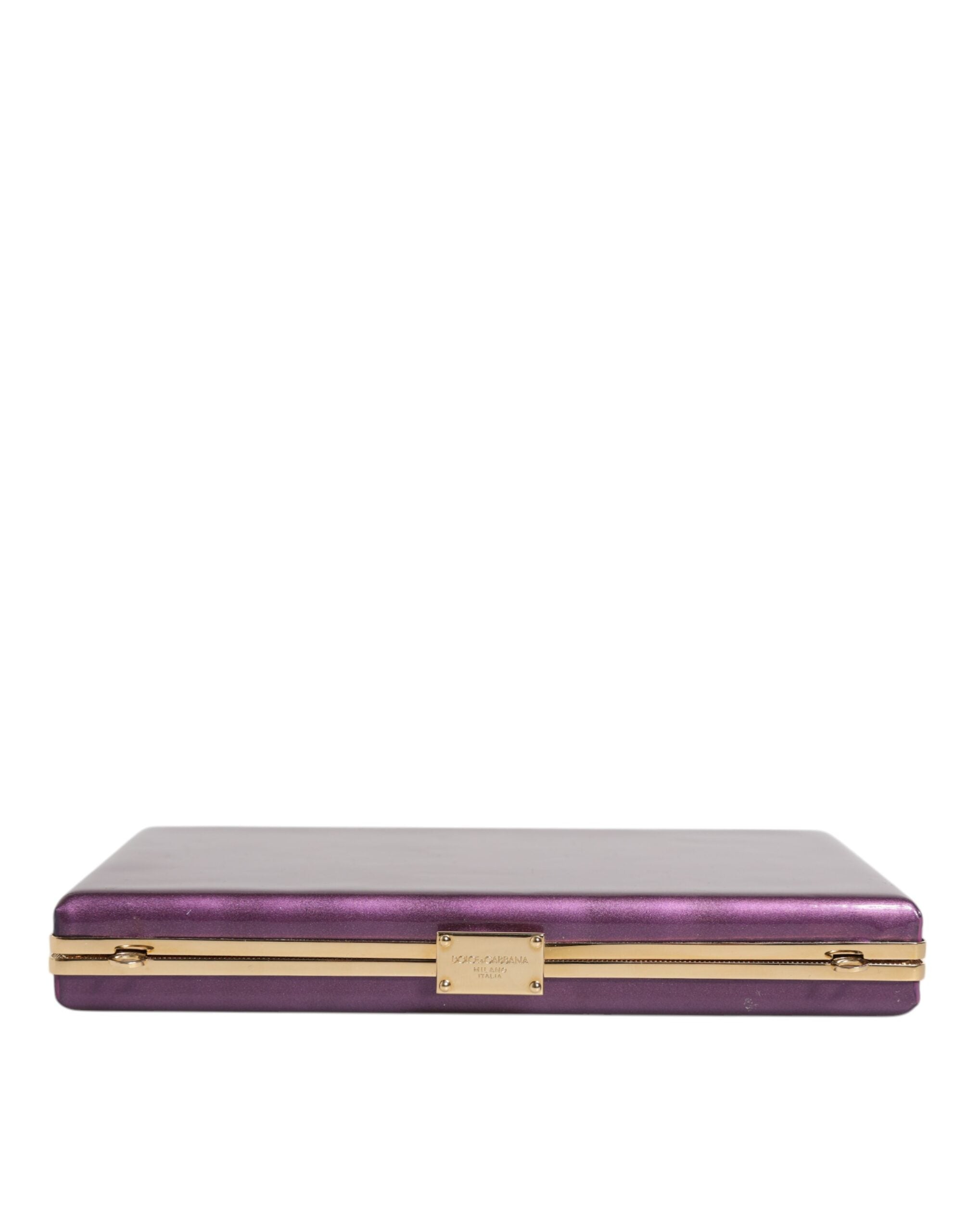 Dolce & Gabbana Purple Leather Clutch Evening Crossbody Bag LUNESCAPE