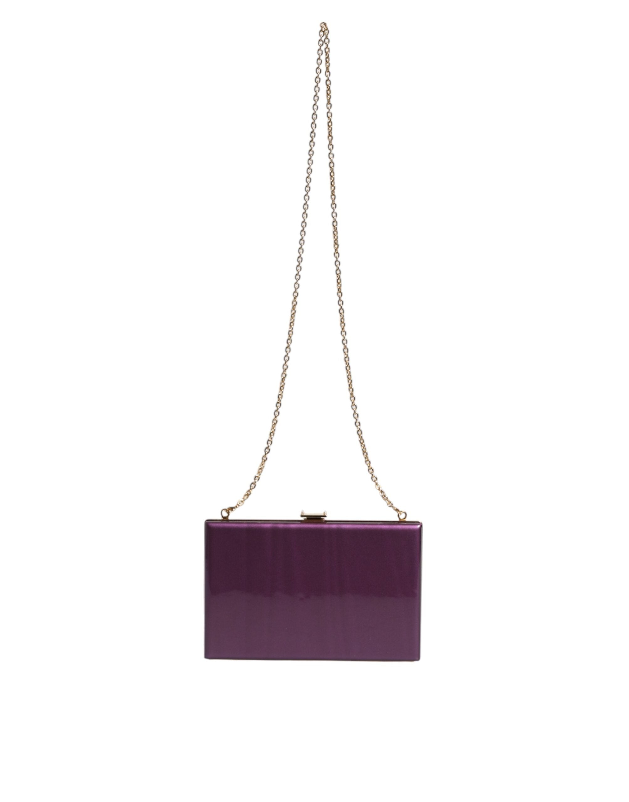 Dolce & Gabbana Purple Leather Clutch Evening Crossbody Bag LUNESCAPE
