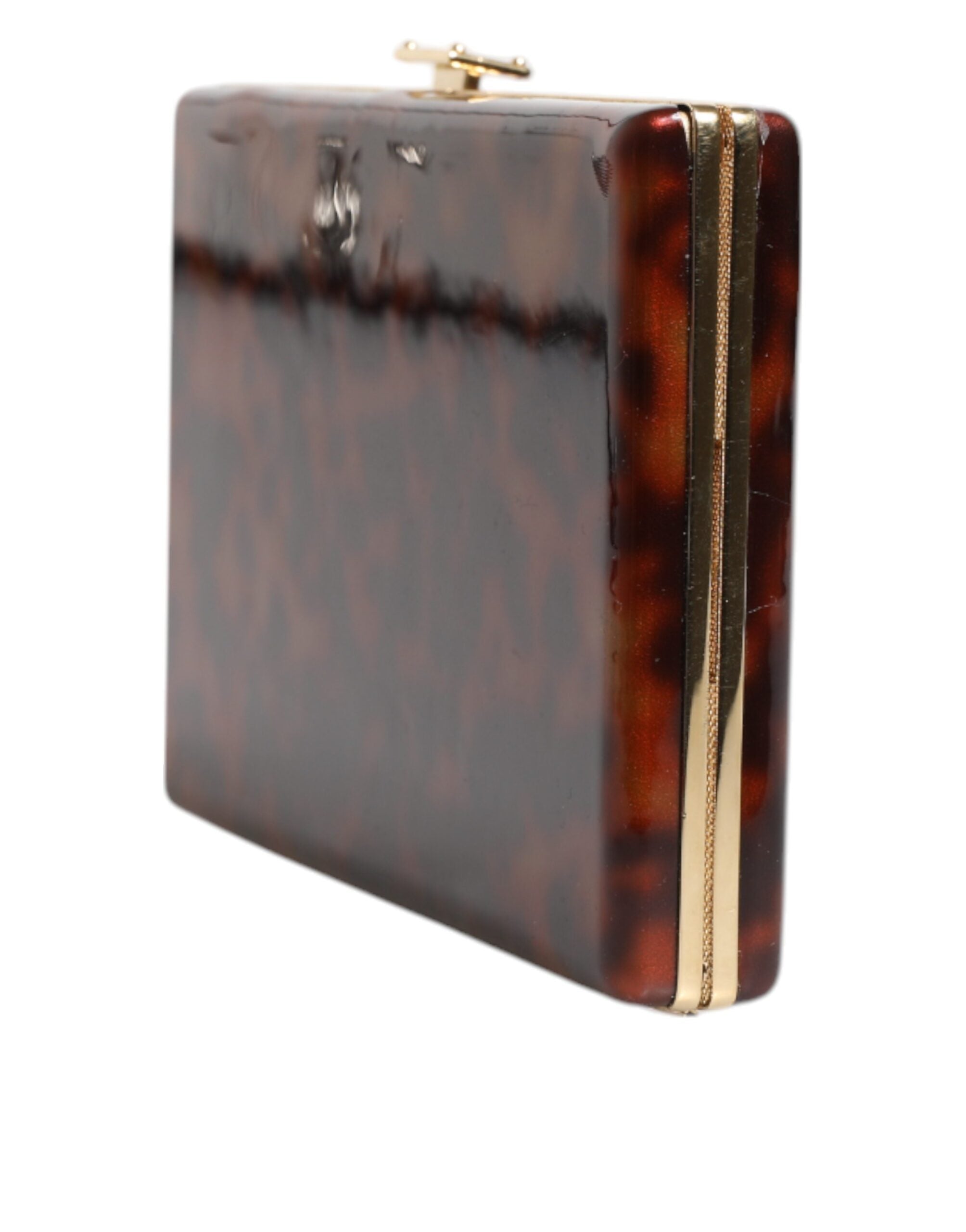 Dolce & Gabbana Brown Leather Clutch Evening Crossbody Bag LUNESCAPE