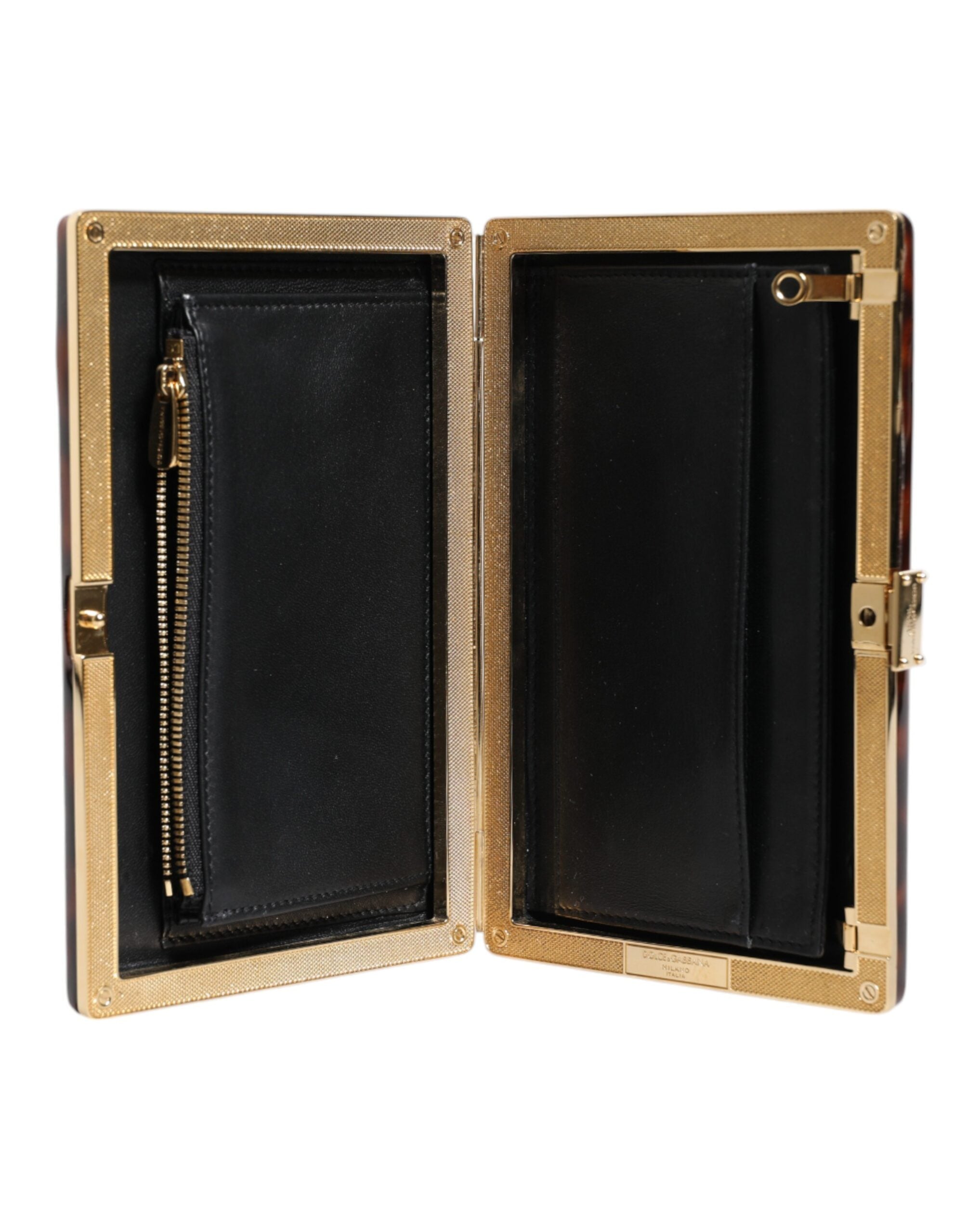 Dolce & Gabbana Brown Leather Clutch Evening Crossbody Bag LUNESCAPE