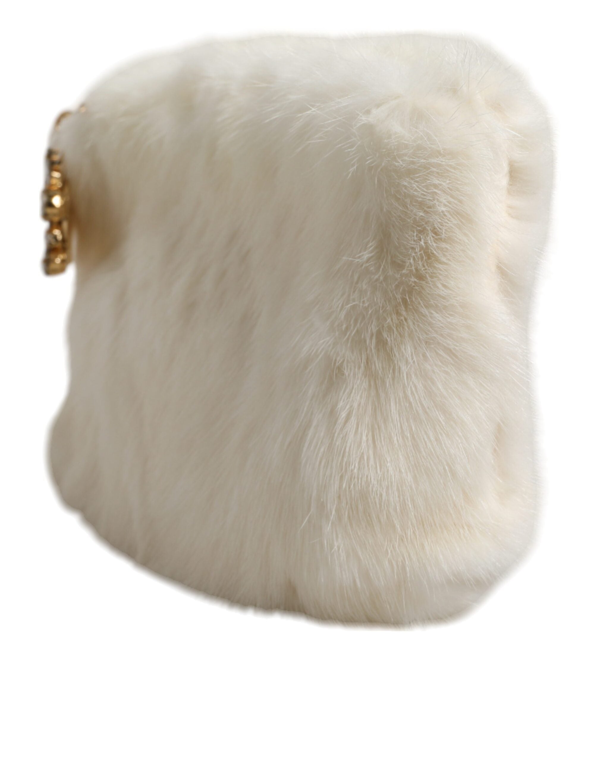 Dolce & Gabbana White Fur Handbag Clutch Purse Pouch Bag LUNESCAPE