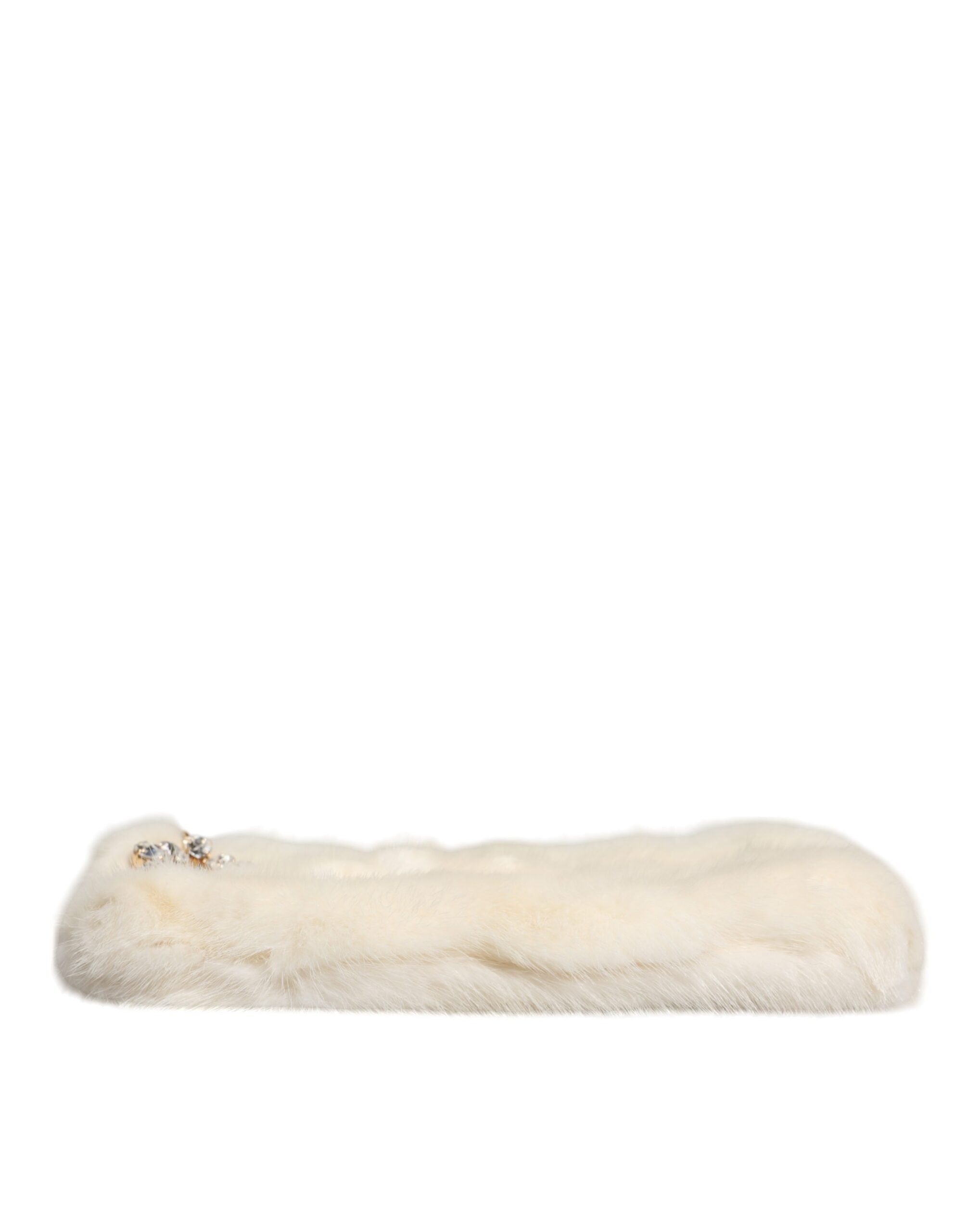 Dolce & Gabbana White Fur Handbag Clutch Purse Pouch Bag LUNESCAPE