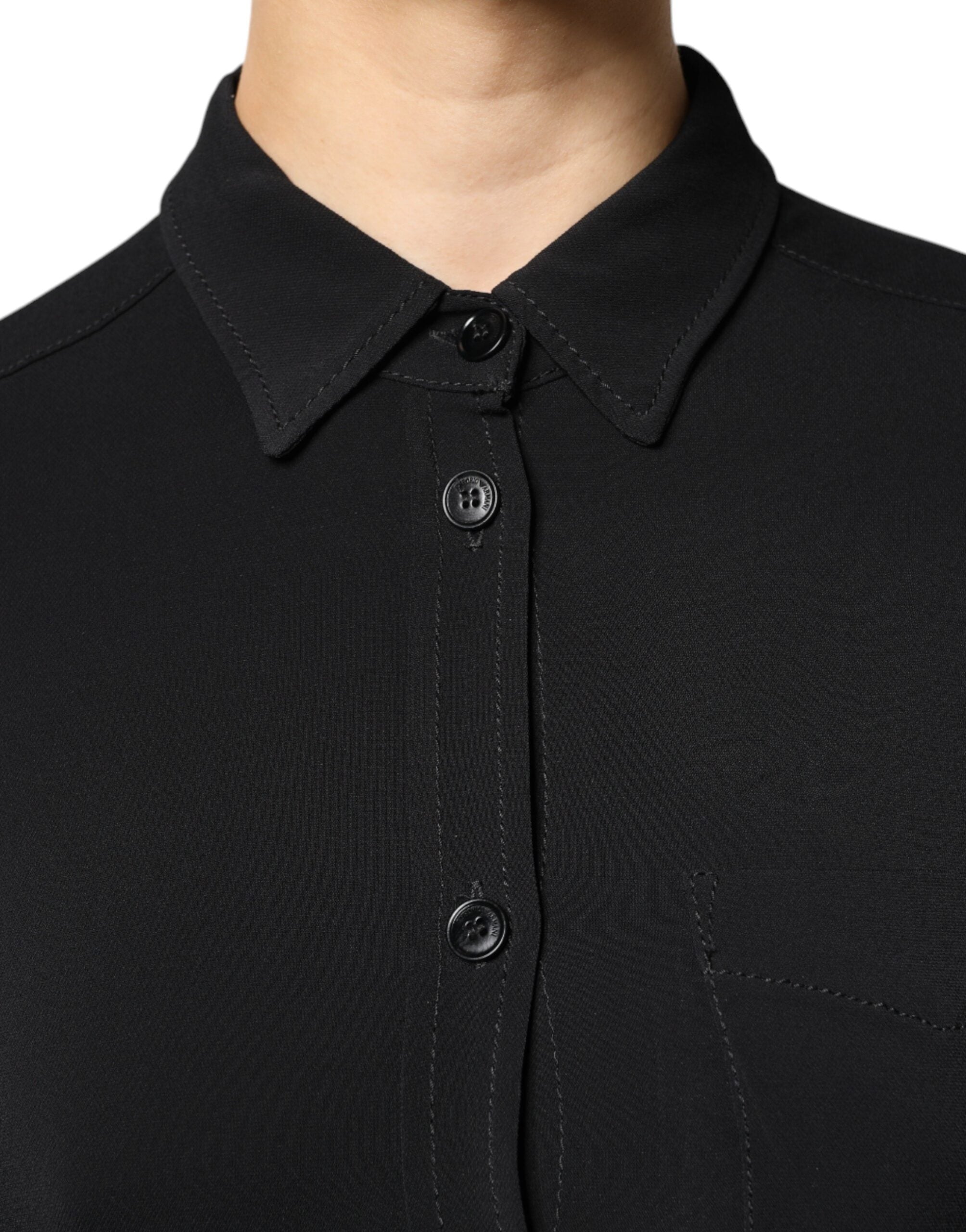 Emporio Armani Black Viscose Long Sleeves A-line Mini Dress LUNESCAPE