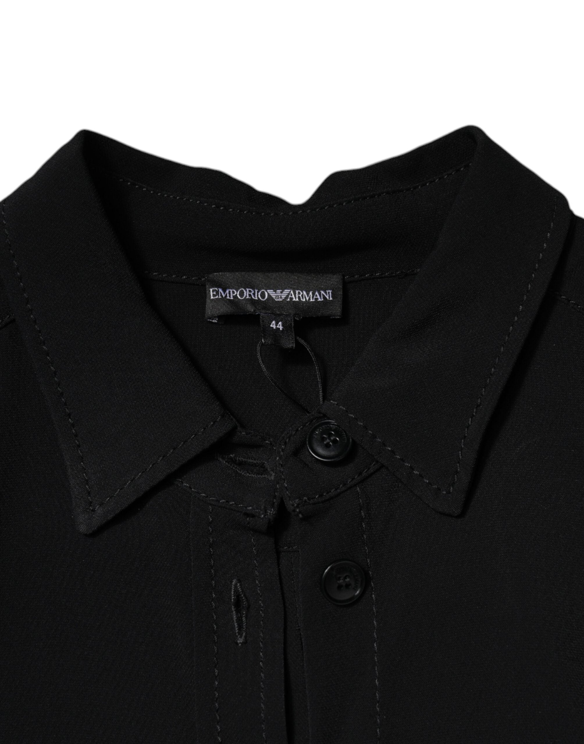 Emporio Armani Black Viscose Long Sleeves A-line Mini Dress LUNESCAPE